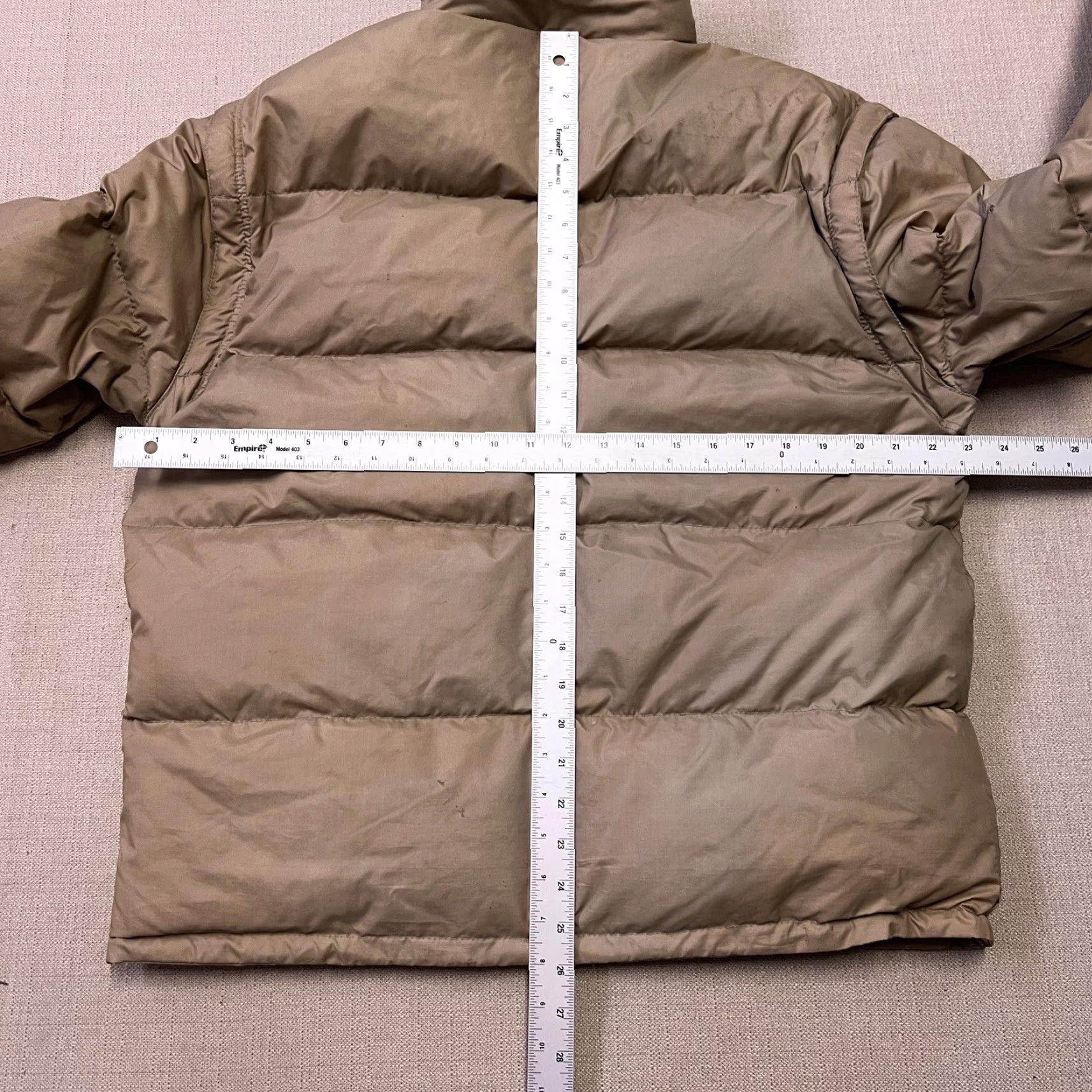 Vintage VINTAGE Ski Daddle Puffer Jacket Mens XL 60s 70s Snow Down Zip Up Beige Nylon Softshell Quilted Zipper Down Jacket Casual Skiing Front Zip Mid-Length Size US XL / EU 56 / 4 - 3 Thumbnail