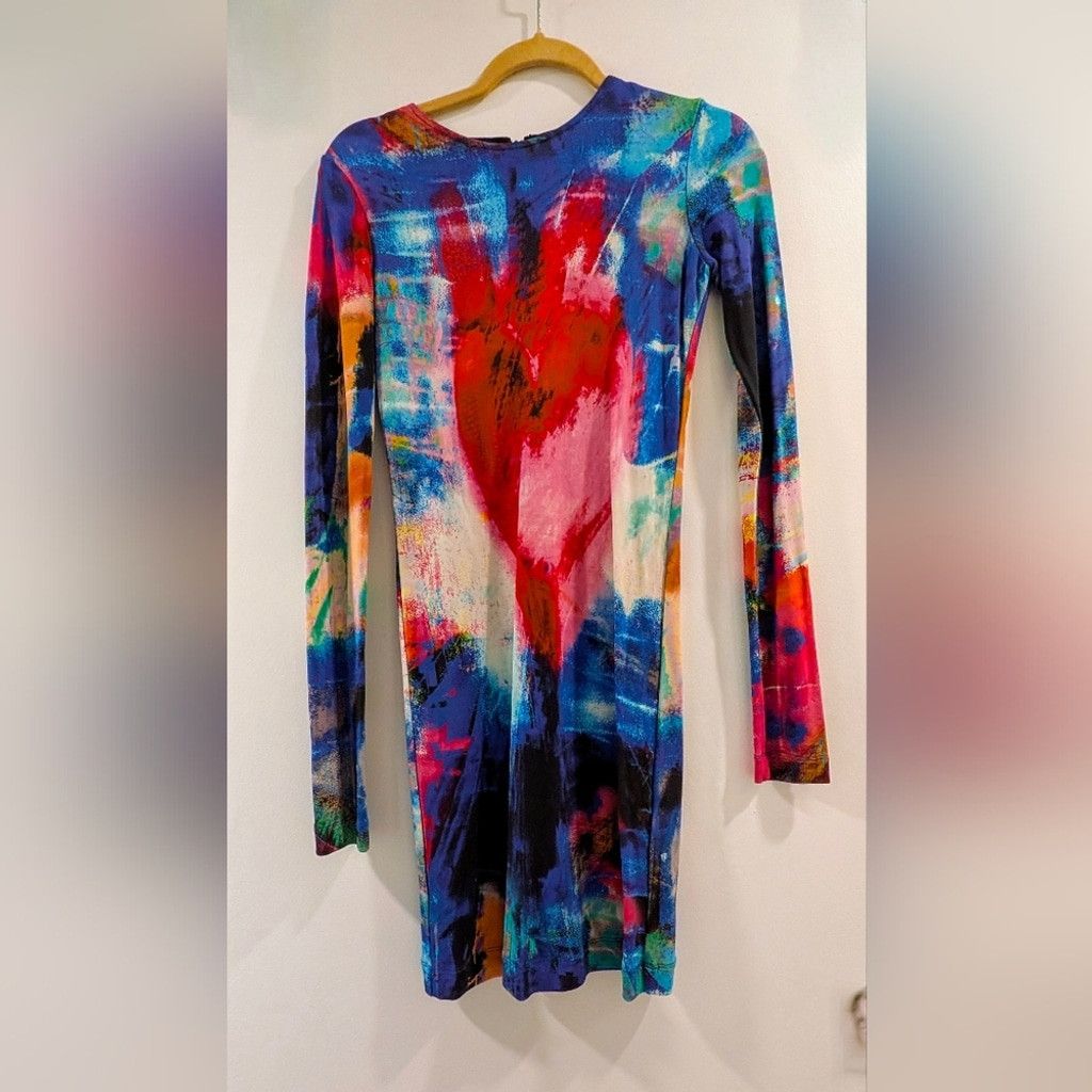 Just Cavalli Just Cavalli Multicolour Heart Bodycon Long Sleeved Dress Size M / US 6-8 / IT 42-44 - 6 Thumbnail