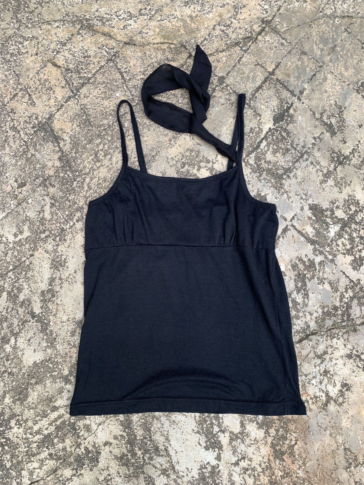 Japanese Brand y2k Lee Prest Japan Extra Neck Tie Black Tank Top Size L / US 10 / IT 46 - 1 Thumbnail