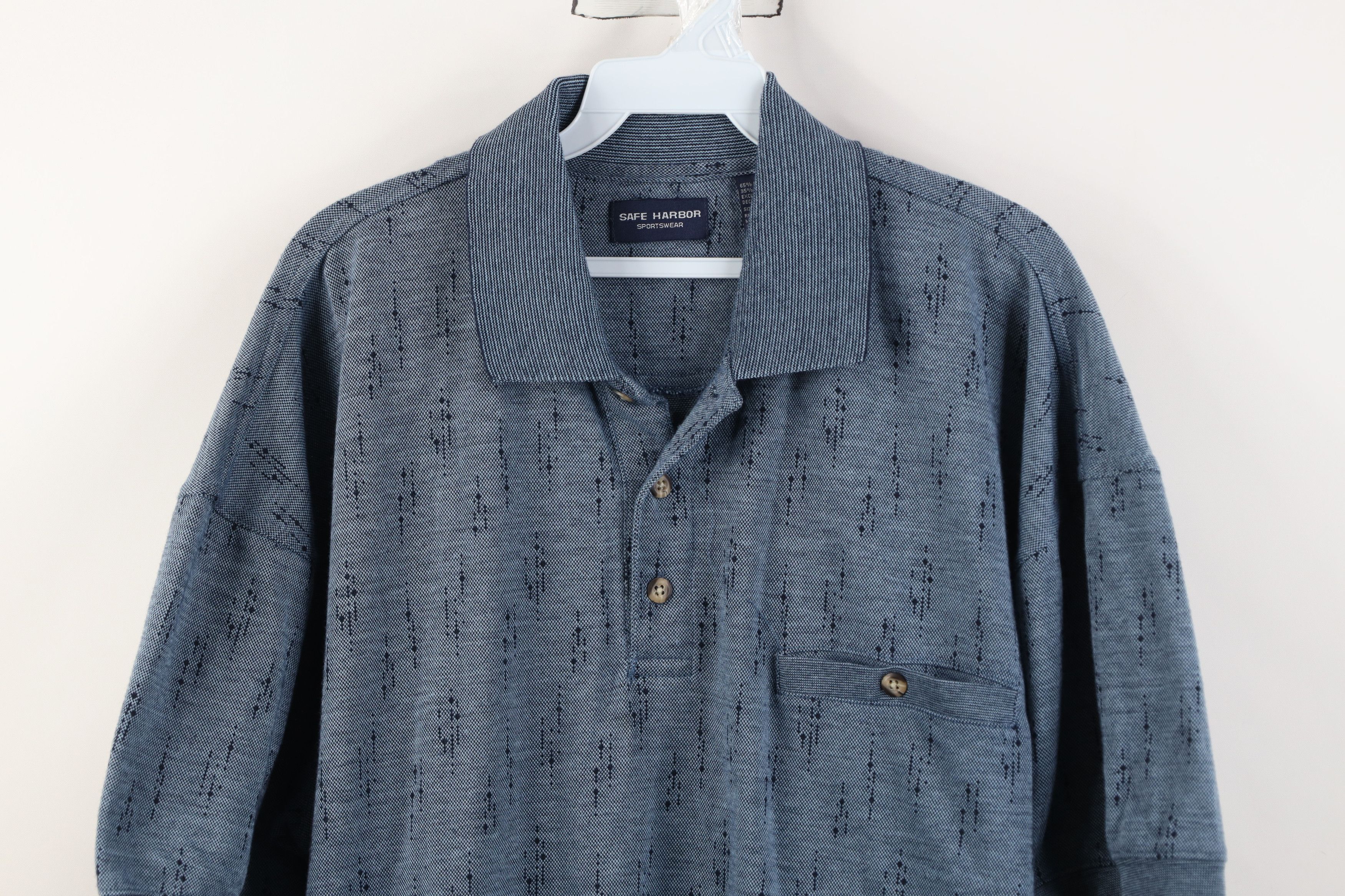 Vintage Vintage 90s Streetwear Fleck Knit Pullover Polo Shirt Blue Size US XL / EU 56 / 4 - 2 Thumbnail