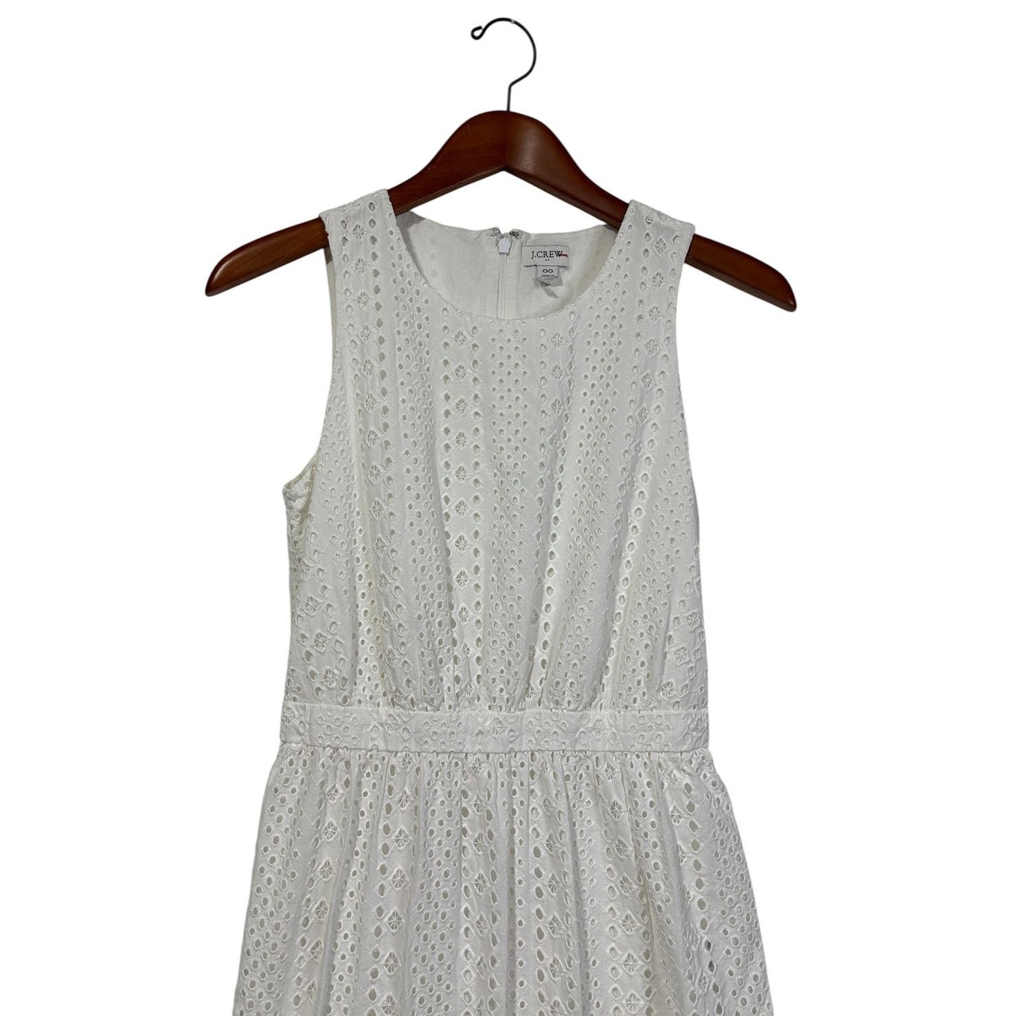 J.Crew Size 00 | J CREW White Cotton Eyelet Lace Sleeveless Dress Size XXS / US 00 / IT 34 - 3 Thumbnail