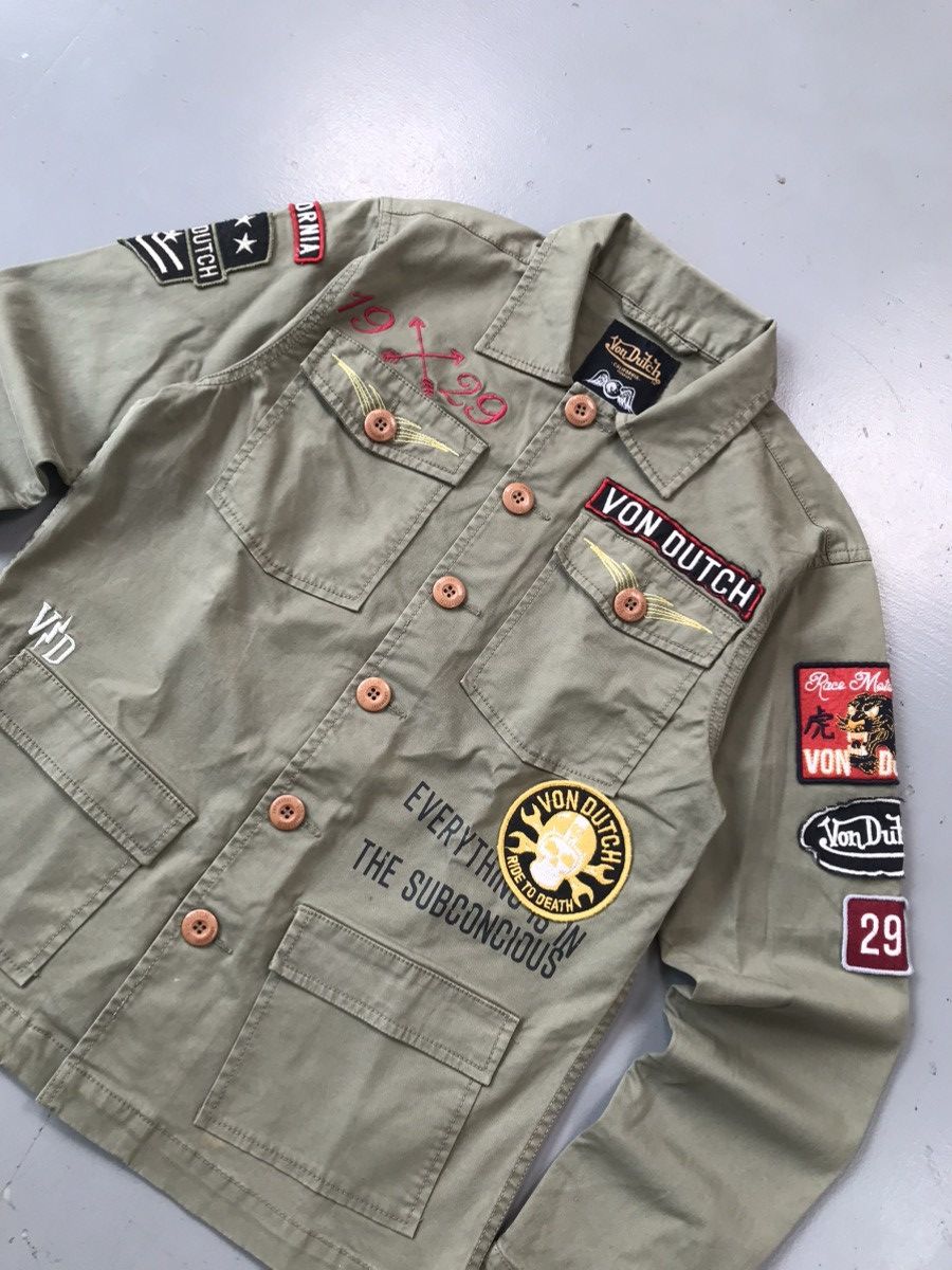 Vintage × Von Dutch Crazy Von Dutch SpellOut patchwork button up chore shirt Size US S / EU 44-46 / 1 - 3 Thumbnail