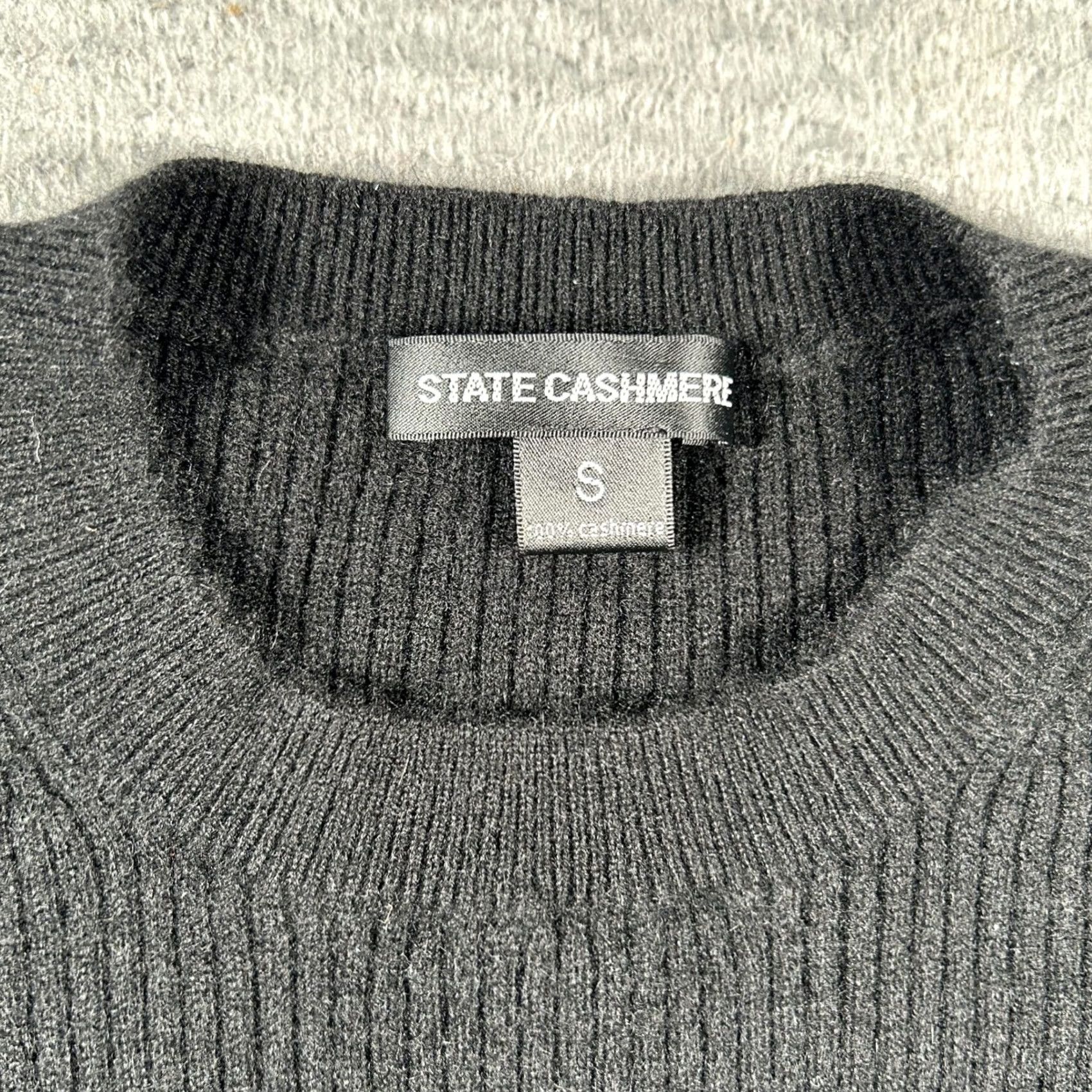 Vintage State Cashmere Sweater Womens Small Black Ribbed Crew Neck Long Sleeve Size S / US 4 / IT 40 - 3 Thumbnail