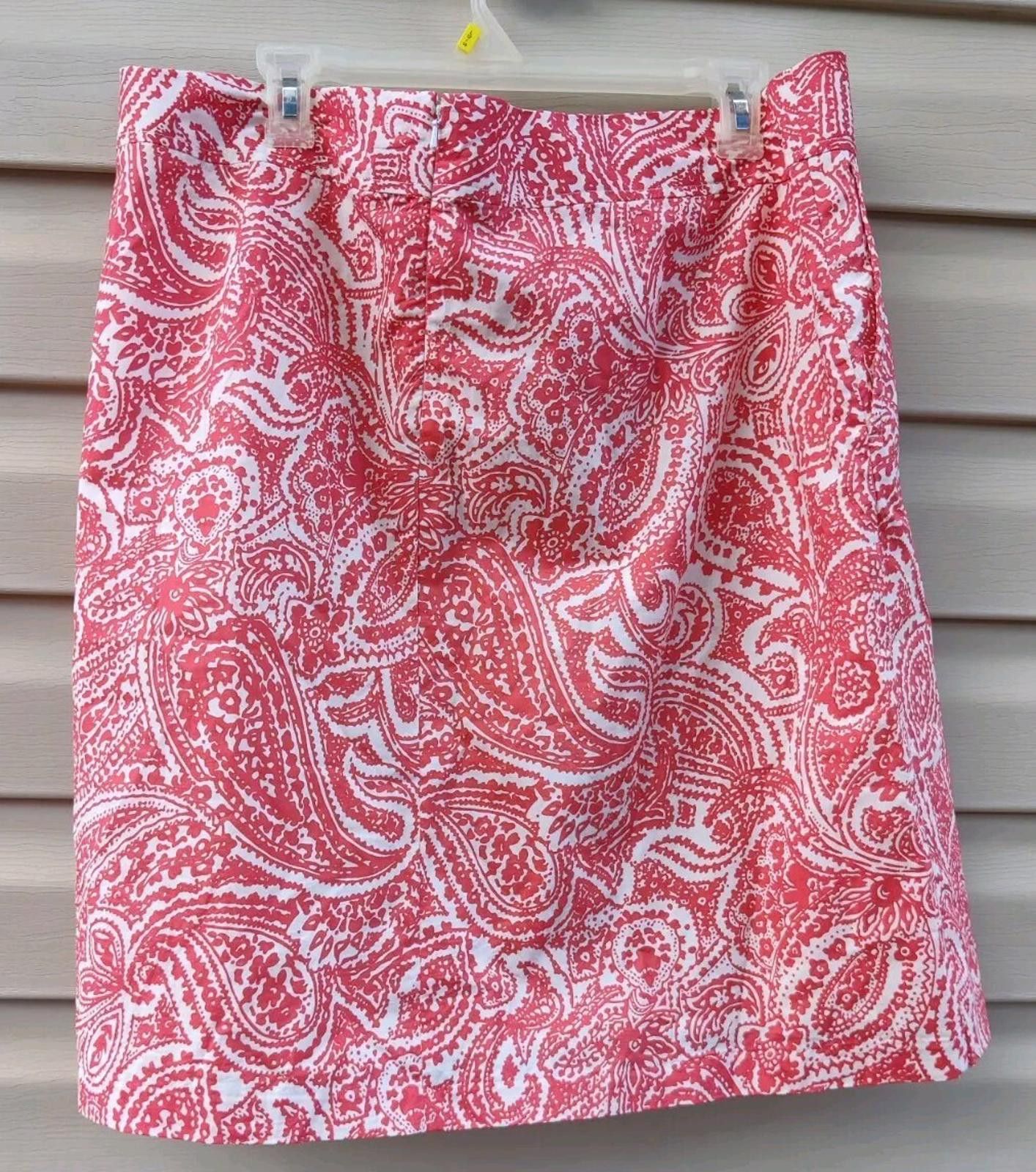 Lands' End Land's End Paisley Orangey Coral and White Womens Skirt Size Size 38" / US 16 / IT 52 - 4 Thumbnail