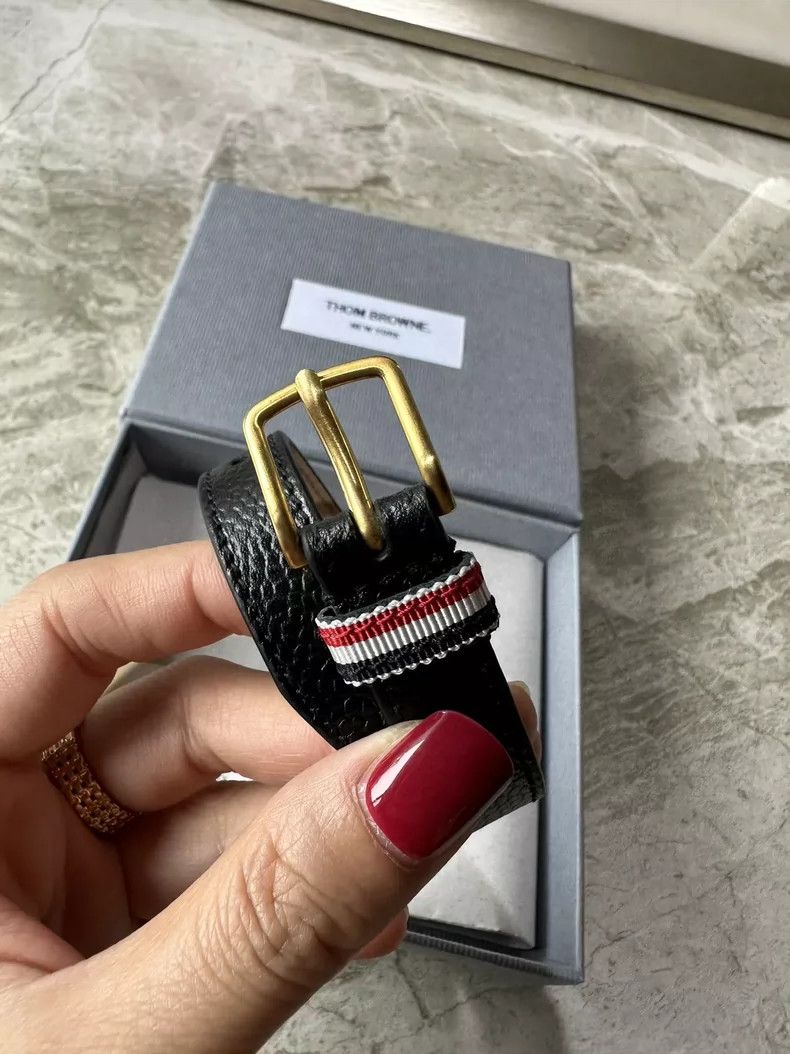Thom Browne Thom Browne Men's full leather wristbands Size ONE SIZE - 2 Thumbnail