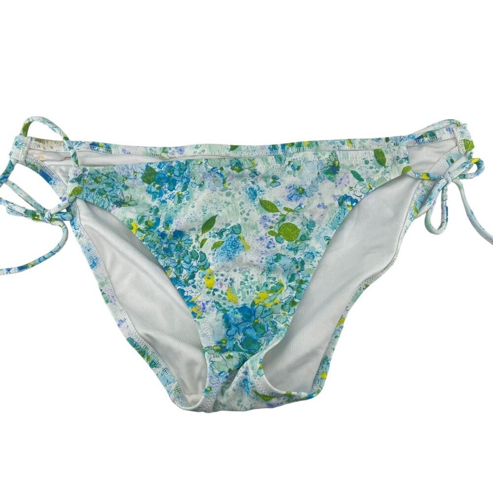 Victorias Secret Blue Green Floral String Bikini Bottom Xl, Women's