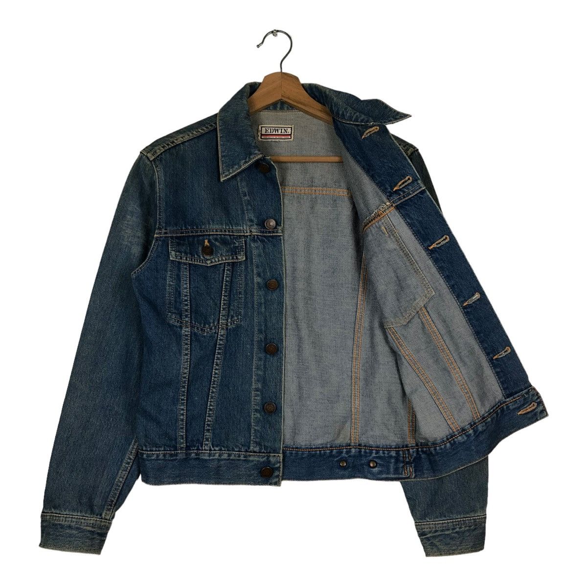 Japanese Brand 🔥VINTAGE CROPPED DENIM TRUCKER JACKET EDWI Size US M / EU 48-50 / 2 - 11 Thumbnail
