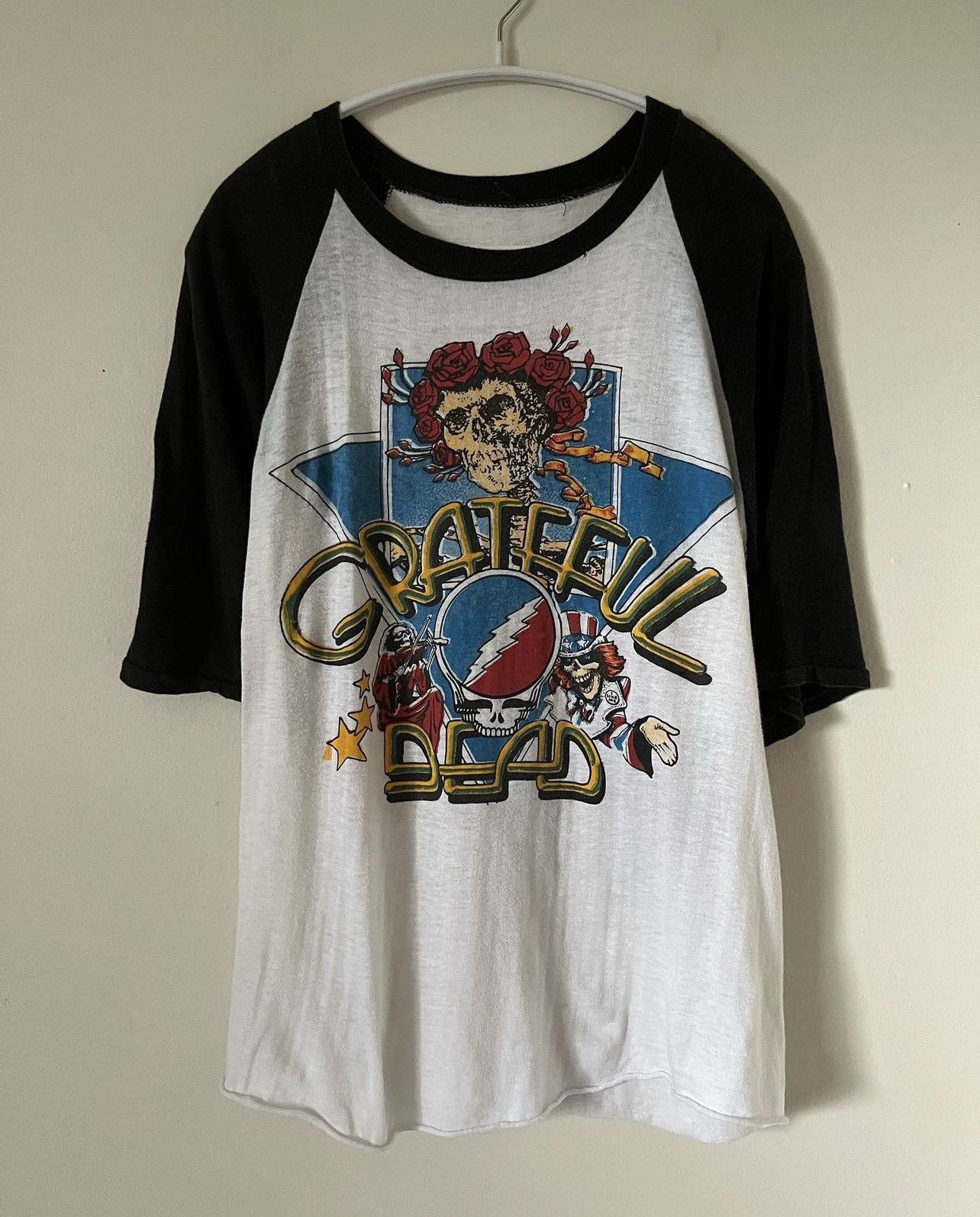 80’s 90's Grateful Dead Raglansleeve Vintage 80's Grateful Dead Raglan Concert T-Shirt Size S