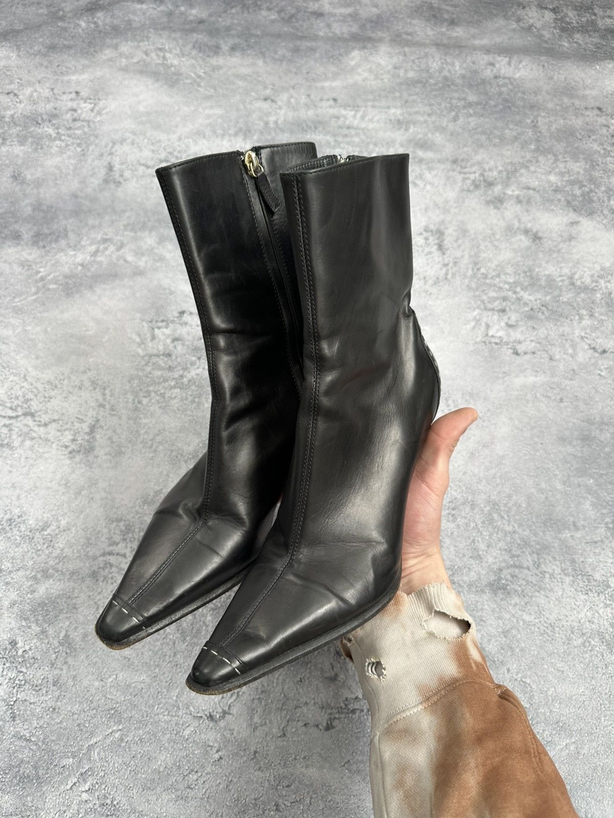 Gucci Gucci by Tom Ford Vintage Leather Boots Black Heels 39 1/2C Size US 9.5 / IT 39.5 - 4 Thumbnail
