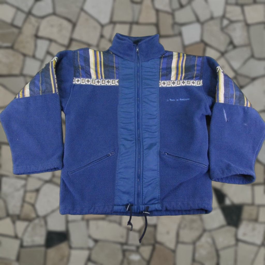 Vintage VINTAGE Montagnes Jacket Mens L Blue Fleece Coat Zip Up Outdoor Hiking Skiing Walking Full Zip Pockets Logo 80s? Size US L / EU 52-54 / 3 - 1 Thumbnail