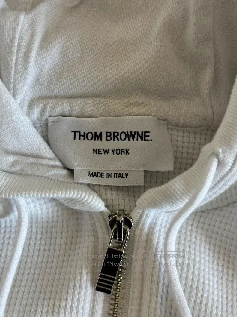 Thom Browne Thom Browne White Waffle Zip-Up Hoodie Jacket Size US L / EU 52-54 / 3 - 5 Thumbnail