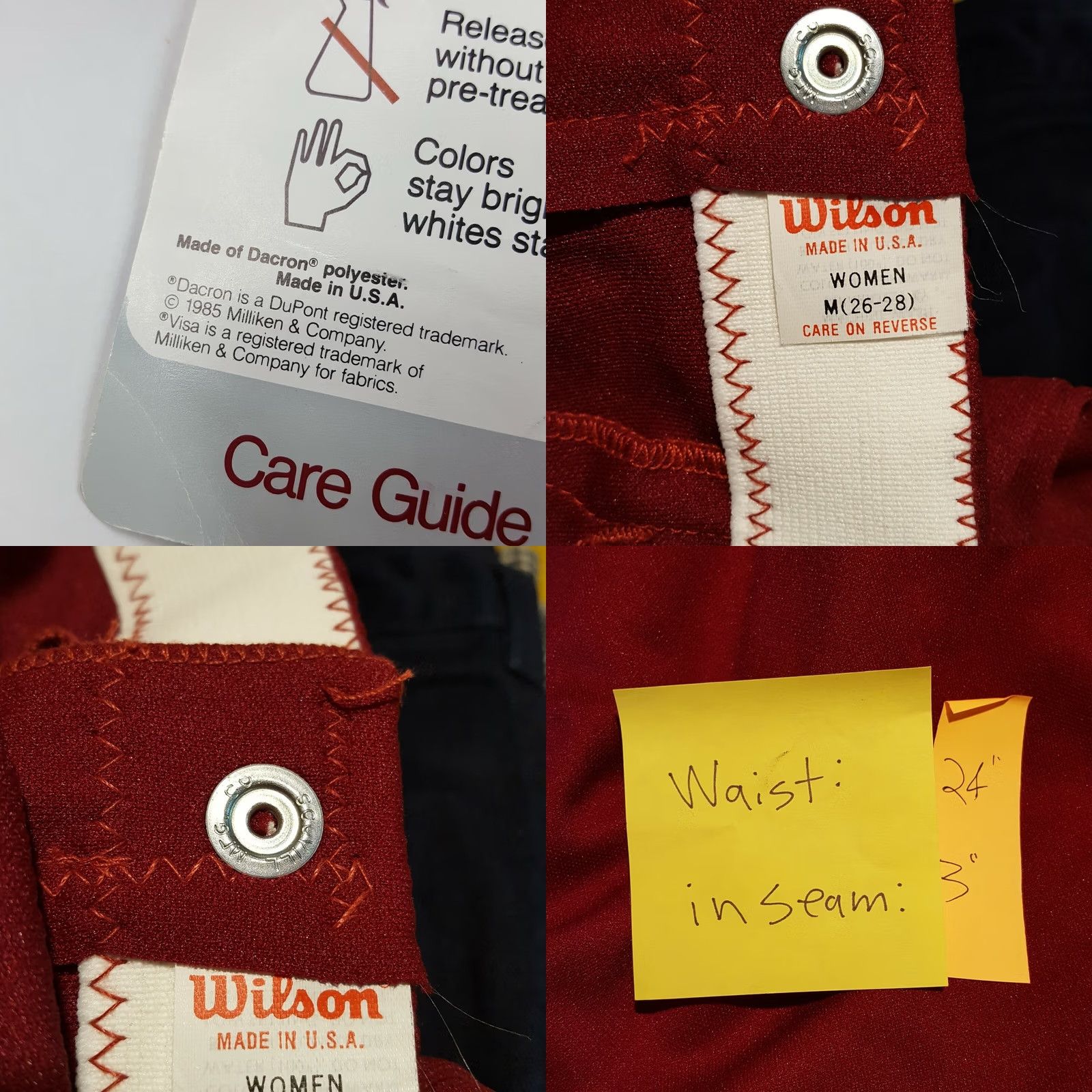 Wilson VINTAGE Wilson Sportswear WOMEN Track Shorts M Maroon 80s Retro 24" Waist Athletic Polyester Red 80s 1985 VTG Tags Included Size 42" / US 20 - 8 Thumbnail