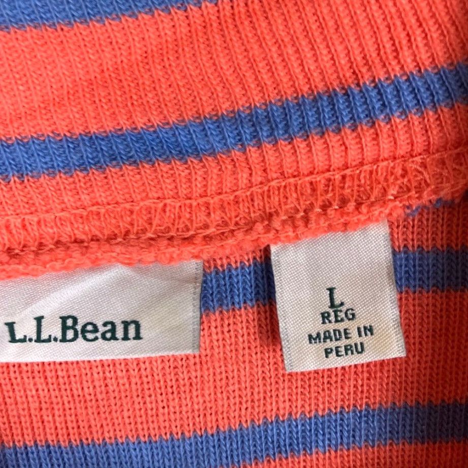 Vintage LL Bean Womens Sweater Orange Blue Stripe 1/4 Zip Long Sleeve 100% Cotton Large Size L / US 10 / IT 46 - 6 Thumbnail