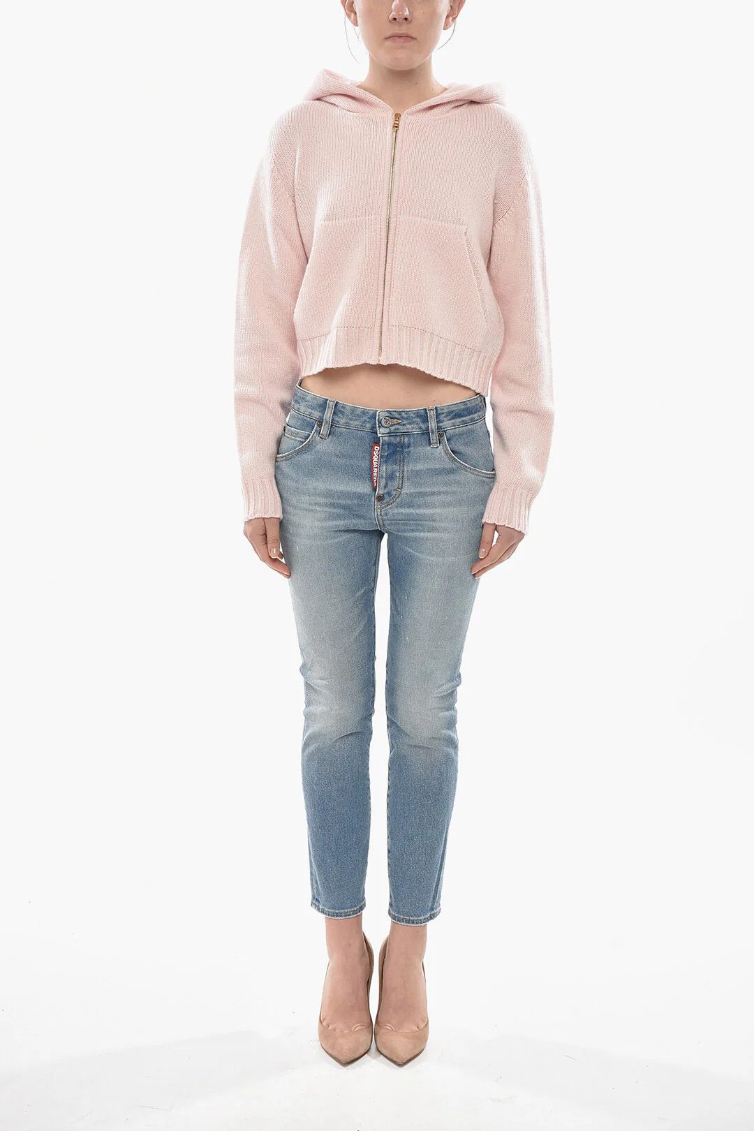 Palm Angels og1mm0326 Full-Zip Knit Hooded Sweater in Pink Size S / US 4 / IT 40 - 4 Thumbnail