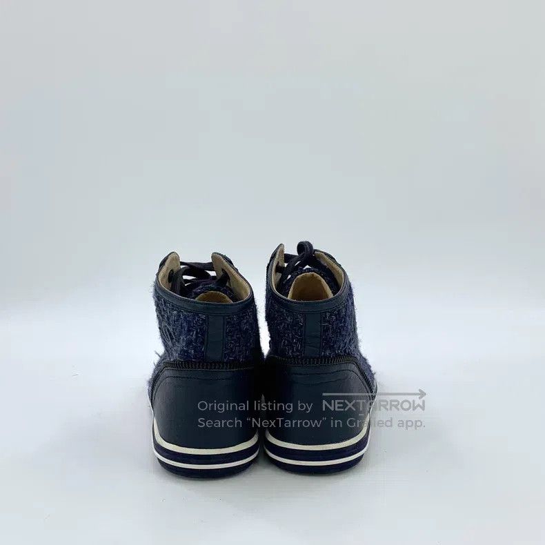 Chanel Chanel Dark blue woven tweed stitching casual high-top sne Size US 8.5 / IT 38.5 - 4 Thumbnail