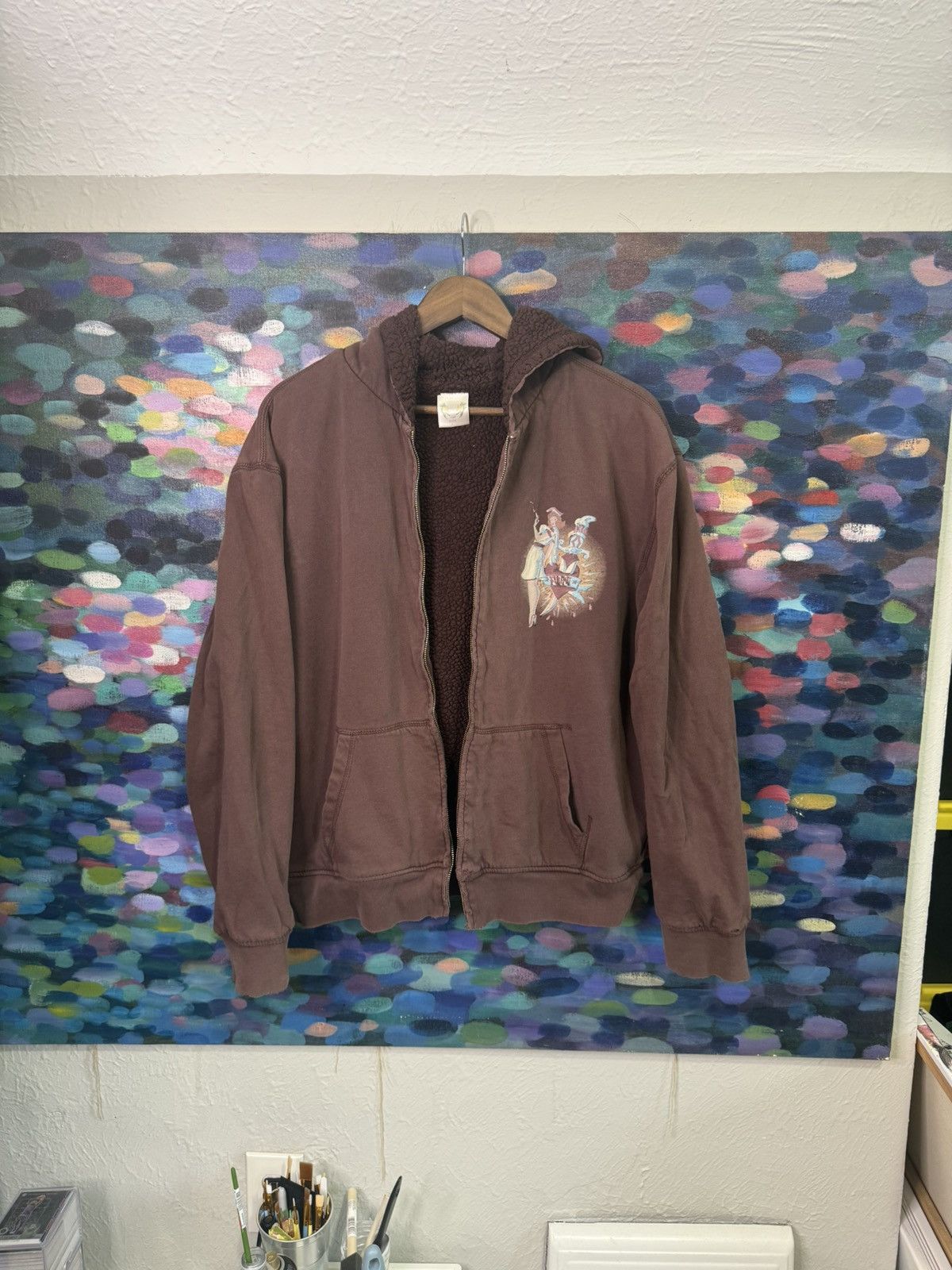 faded brown distressed zip up hoodie tattoo nurse graphic