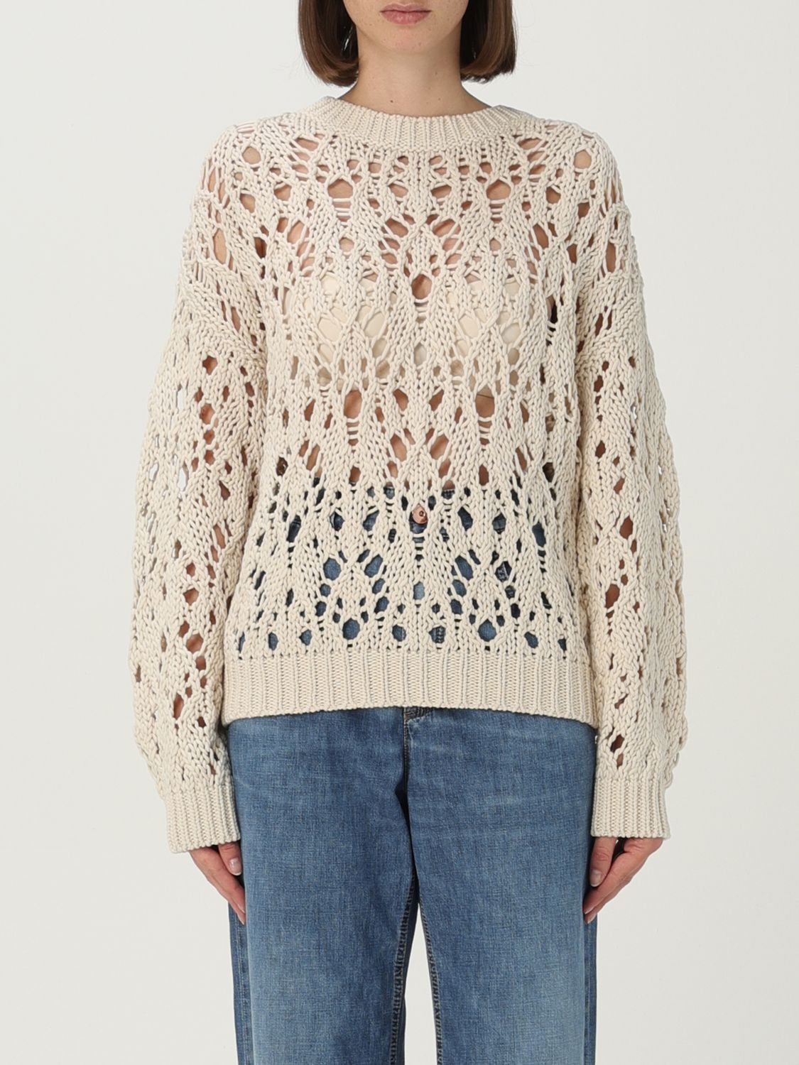 image of Brunello Cucinelli Sweater Woman Beige, Women's (Size Large)