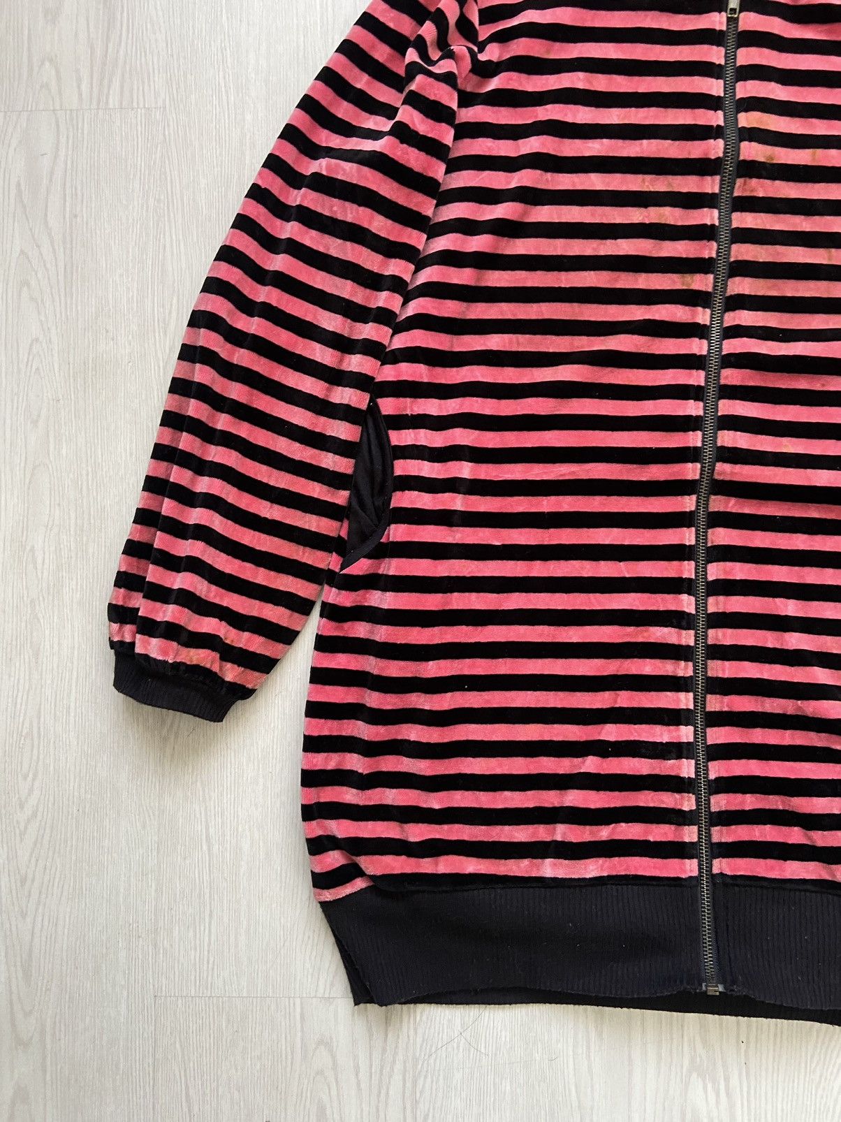 If Six Was Nine Vintage Algonquins Ears Velvet Stripe Zipper Hoodie Jacket Size US M / EU 48-50 / 2 - 3 Thumbnail