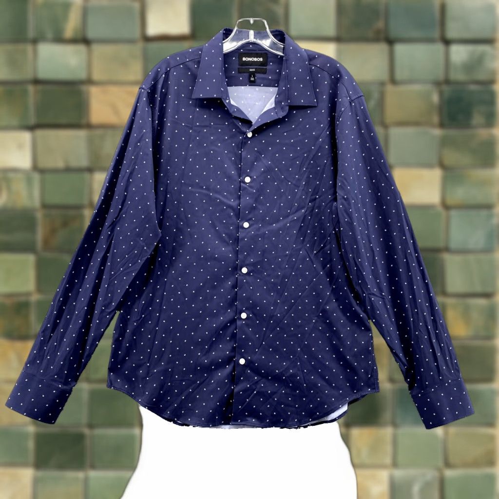 Bonobos Bonobos Dress Shirt Men's Large Navy Dot Preppy Corpcore Career Academia Office Shirt Size 42R - 1 Thumbnail