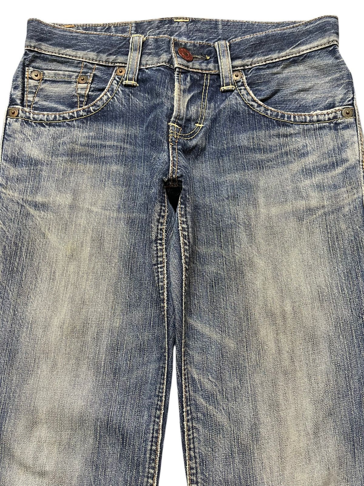 Edwin Vintage Edwin 503 Mud Faded Wash Distress Flare Jeans Size US 29 - 3 Thumbnail