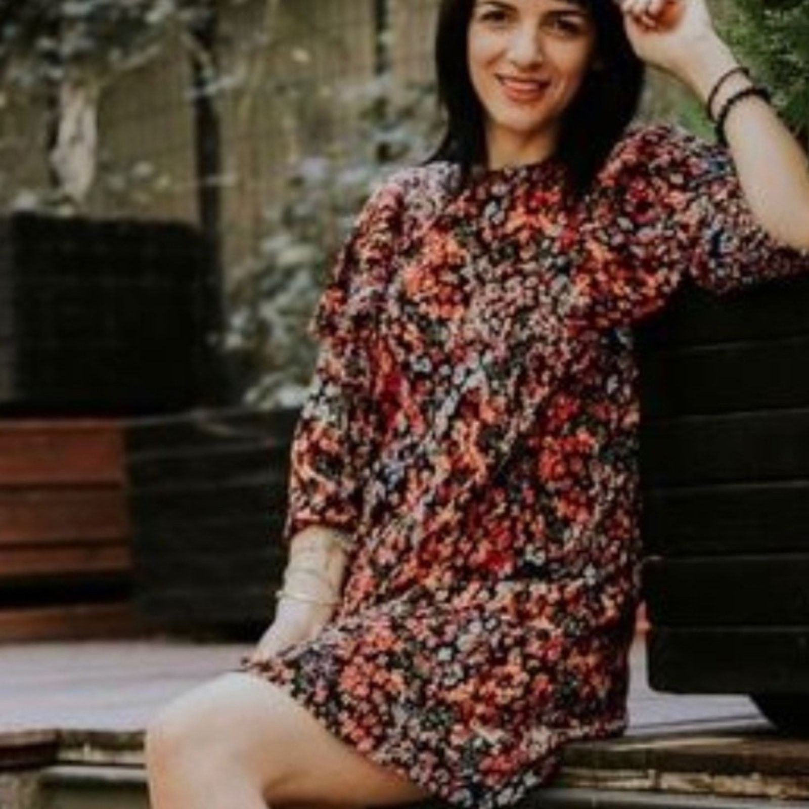 Zara Zara Micro Pleated Floral Detail Puff Sleeve Ruffled Dress Size M / US 6-8 / IT 42-44 - 1 Thumbnail