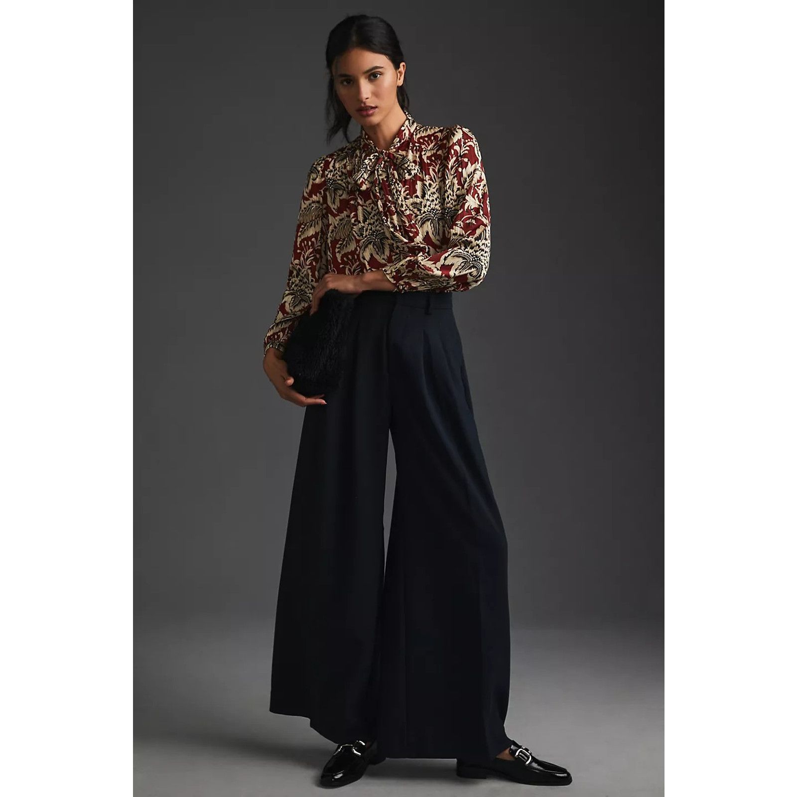Anthropologie New By Anthropologie Tie-Neck Blouse $128 SMALL Brown Floral Size S / US 4 / IT 40 - 3 Thumbnail