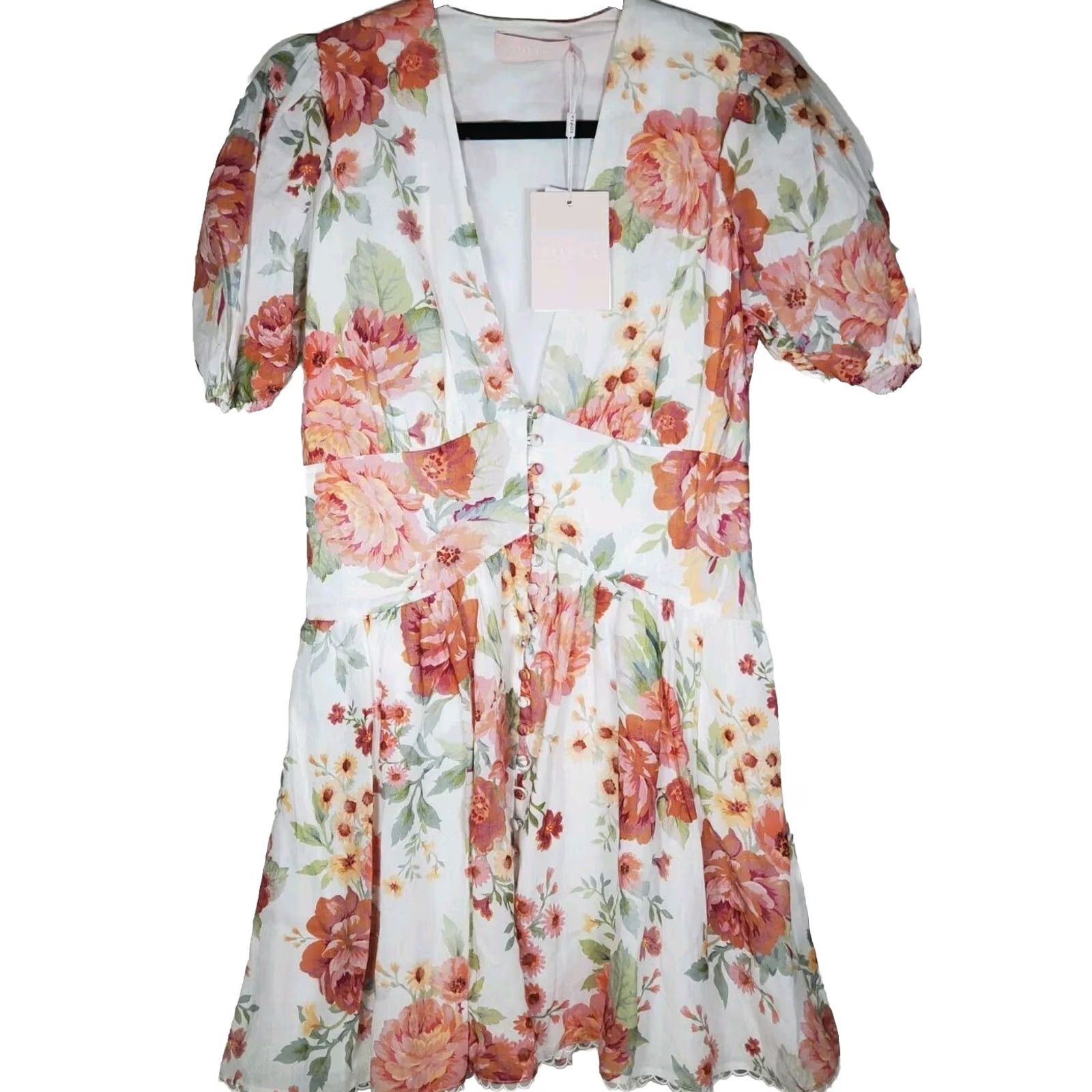 Vintage VINTAGE SOFIA The Label Sienna Short Sleeve Mini Dress Sunset Floral Women's US 4-6 New Size 32" / US 10 / IT 46 - 6 Thumbnail