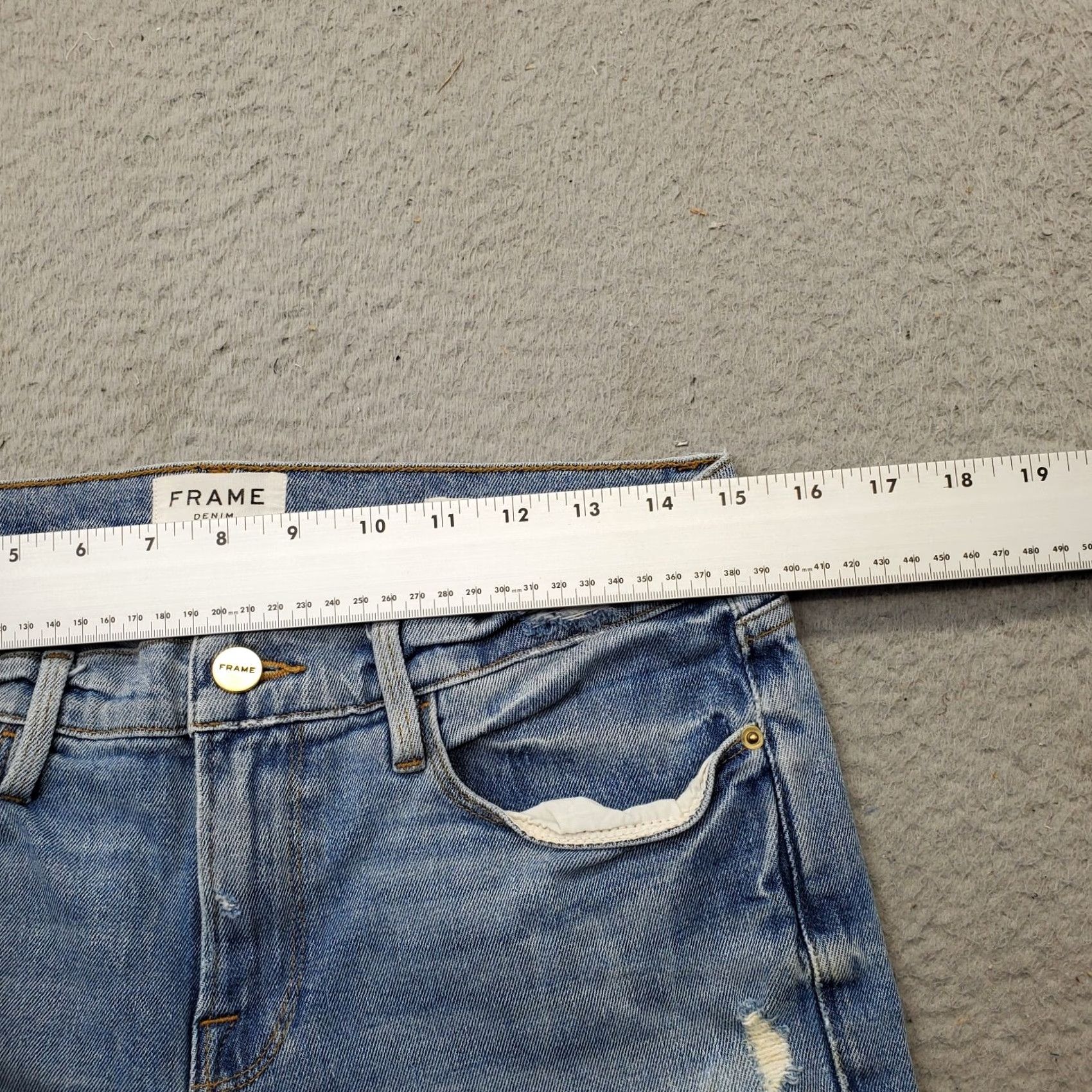 Frame FRAME Le Garcon Jeans Womens Size 28 Blue Denim Distressed Ankle Zip Frayed Hem Jeans Size 28" / US 6 / IT 42 - 6 Thumbnail