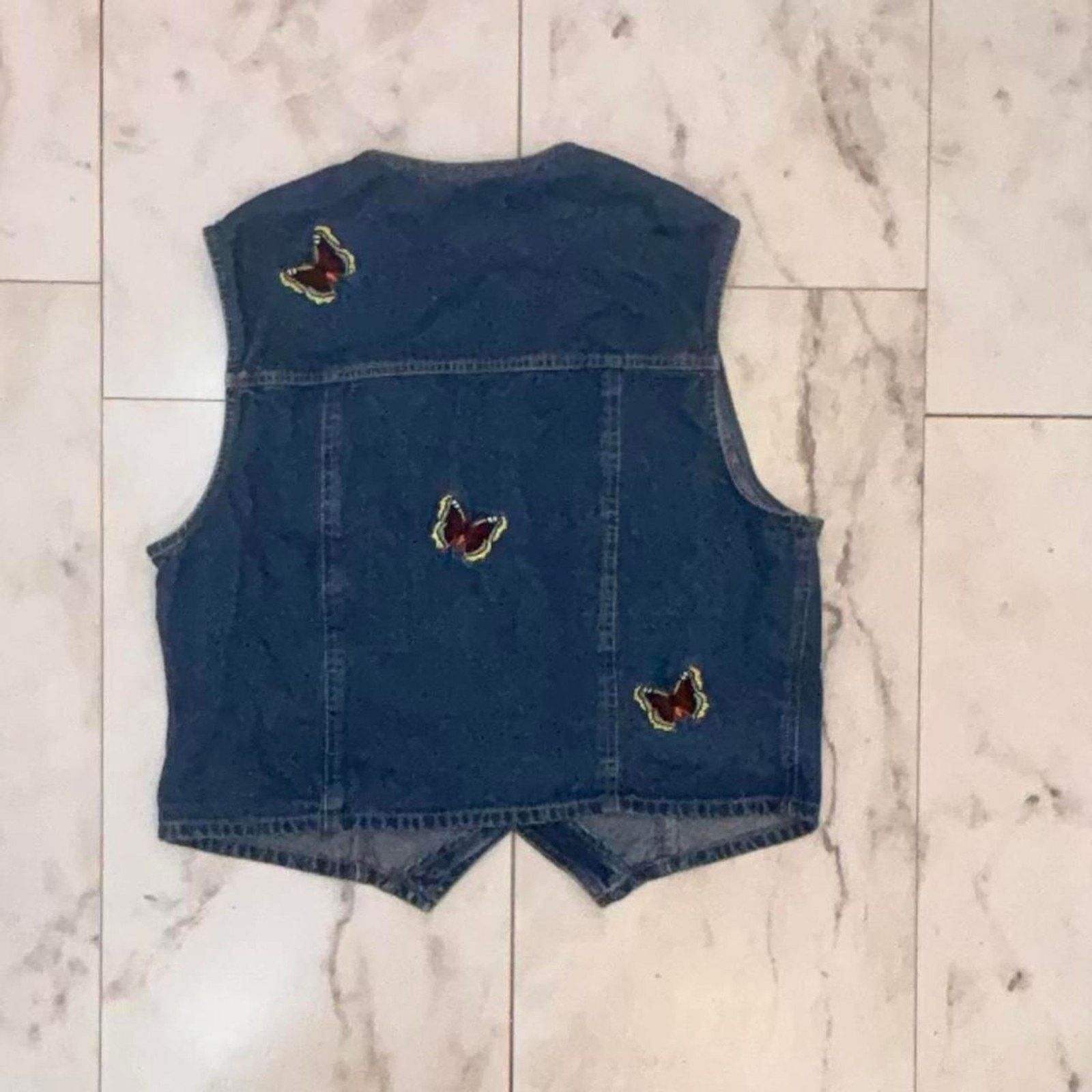 Anthropologie Unbranded Women's Blue and Navy Butterfly Vest Size L / US 10 / IT 46 - 4 Thumbnail