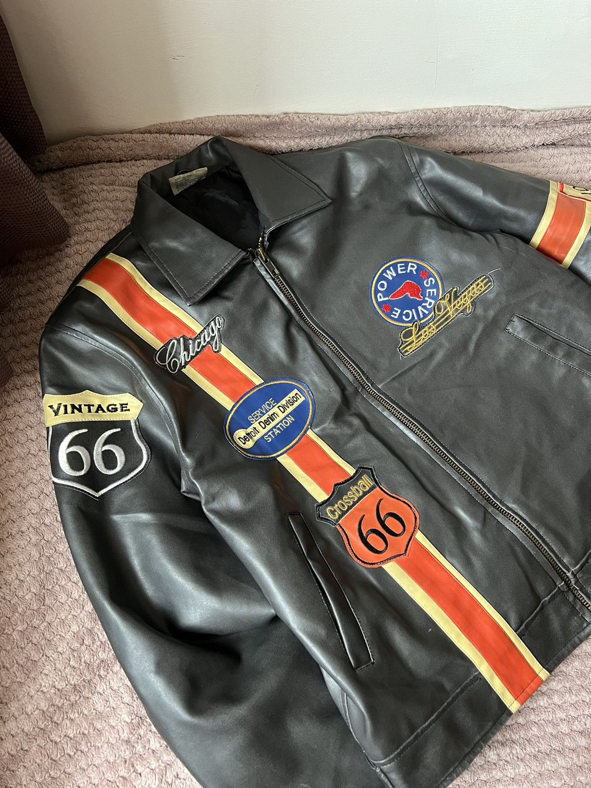 Route 66 × Vintage Vintage moto racing leather jacket route 66 patch Harley 90s Size US L / EU 52-54 / 3 - 4 Thumbnail