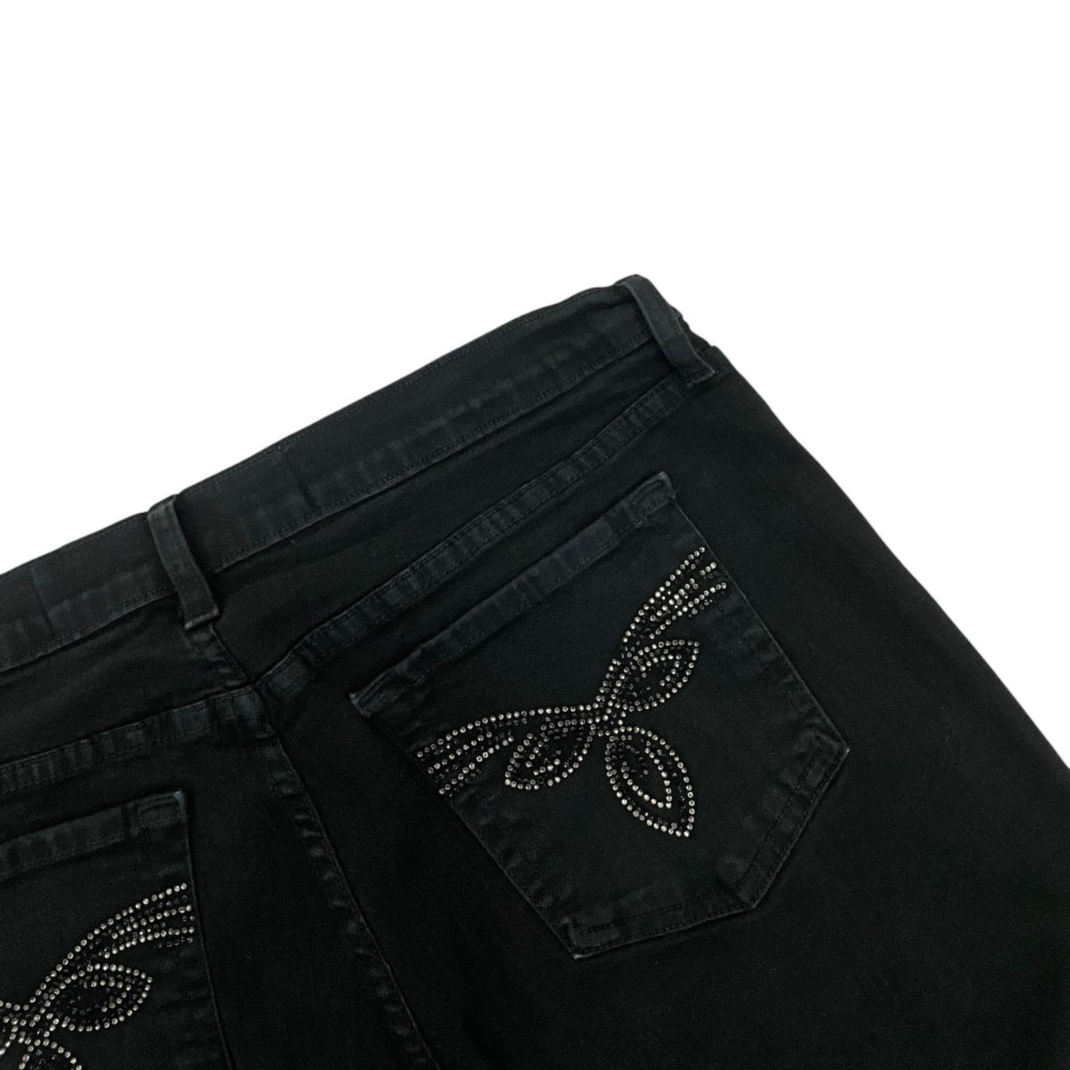 Vintage Not Your Daughter's Jeans Y2K Black Rhinestone Flare Jeans Size 36" / US 14 / IT 50 - 2 Thumbnail