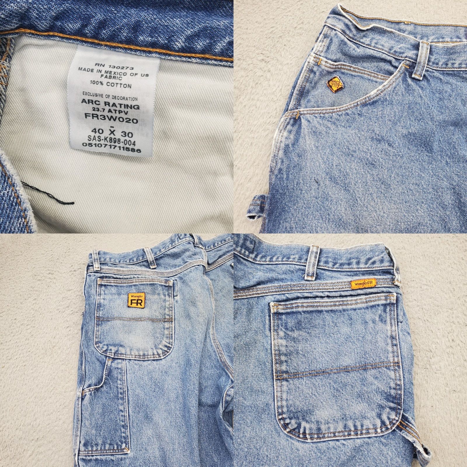 Wrangler Wrangler Mens Jeans 40x30 Blue Denim Riggs Workwear High Rise FR3W020 Size US 40 / EU 56 - 9 Thumbnail