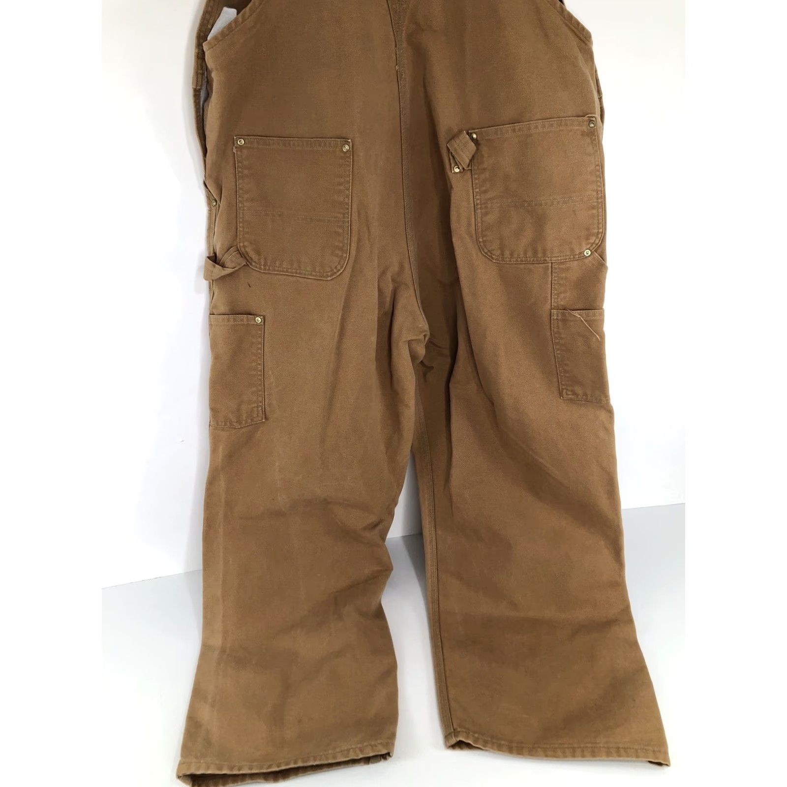 Carhartt CARHARTT Heavy Duty CANVAS Mens Carpenter Overalls 46x28 Brown Size 46 Inseam 28 Bib Double Knee Work Pants Mens Vintage B13 Size US 30 / EU 46 - 5 Thumbnail