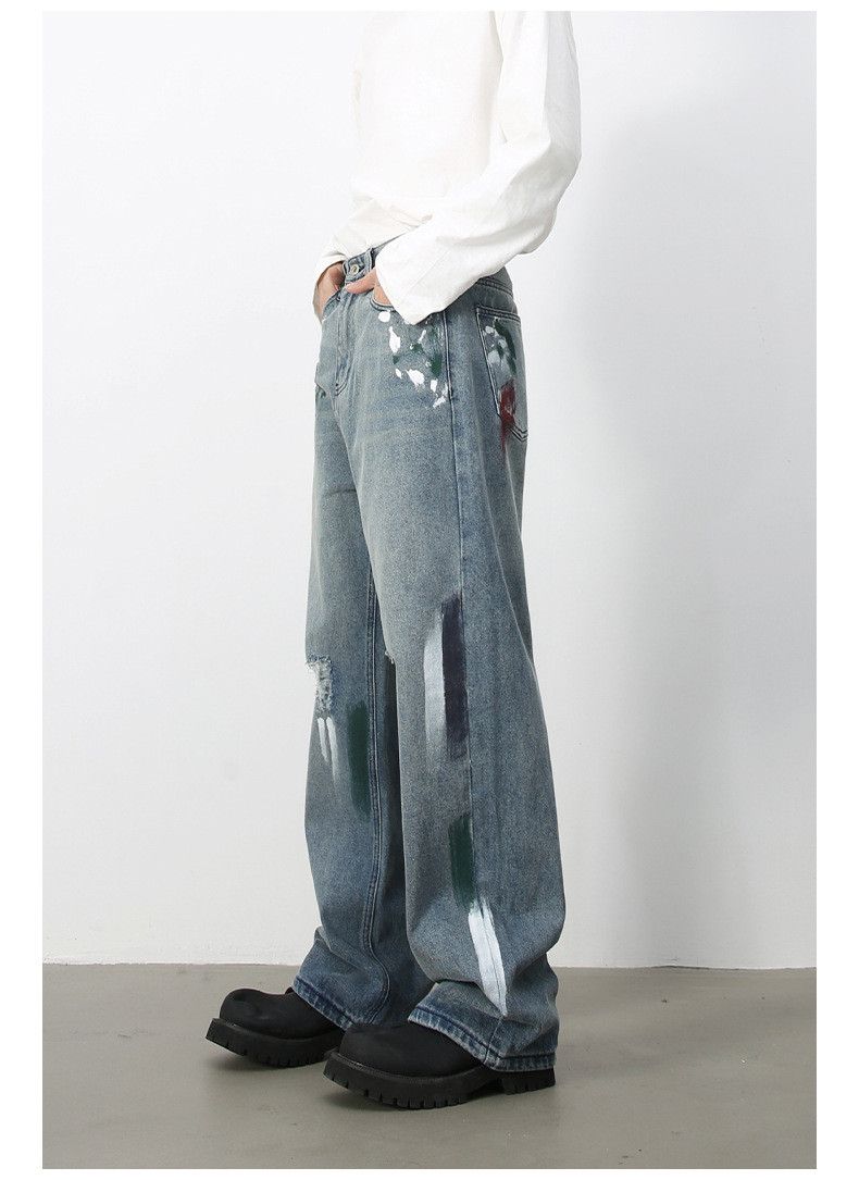 Japanese Brand × Jean American street graffiti design ripped jeans men's loose Size US 32 / EU 48 - 4 Thumbnail