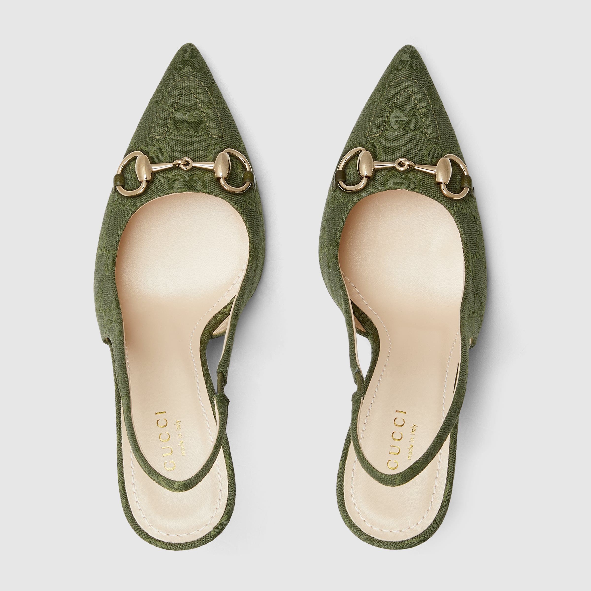 Gucci oc11z1025 Women's Slingback Pumps With Horsebit Forest Green Size US 7.5 / IT 37.5 - 4 Thumbnail