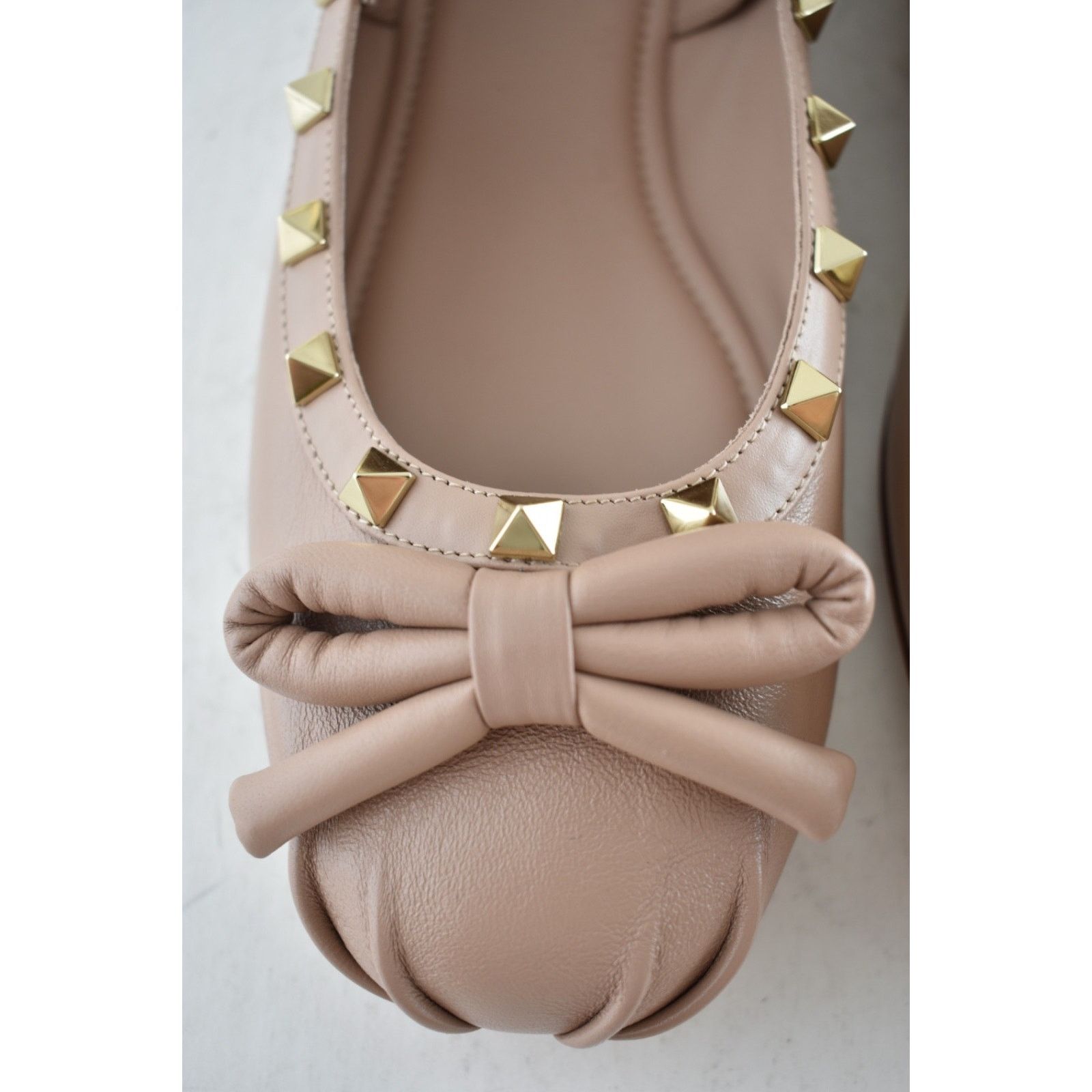 Valentino Valentino Rockstud Nude Leather Stud Ankle Strap Ballerina Size US 12 / IT 42 - 12 Thumbnail