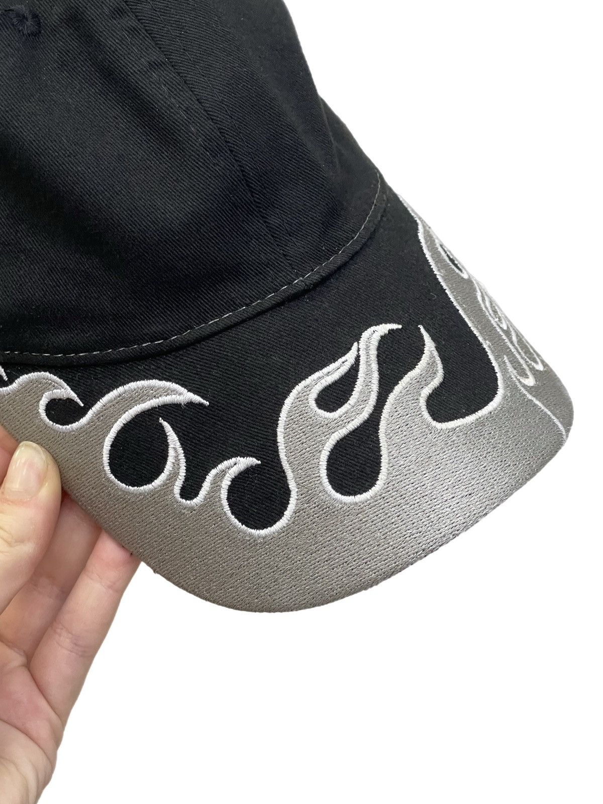 Japanese Brand Vintage black flame embroidered cap Y2K yeezy style Size ONE SIZE - 7 Thumbnail