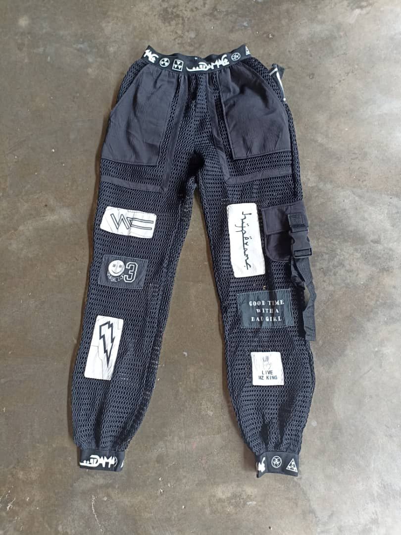Japanese Brand Wujazz See Through Pants with mini patches Size 22" - 3 Thumbnail