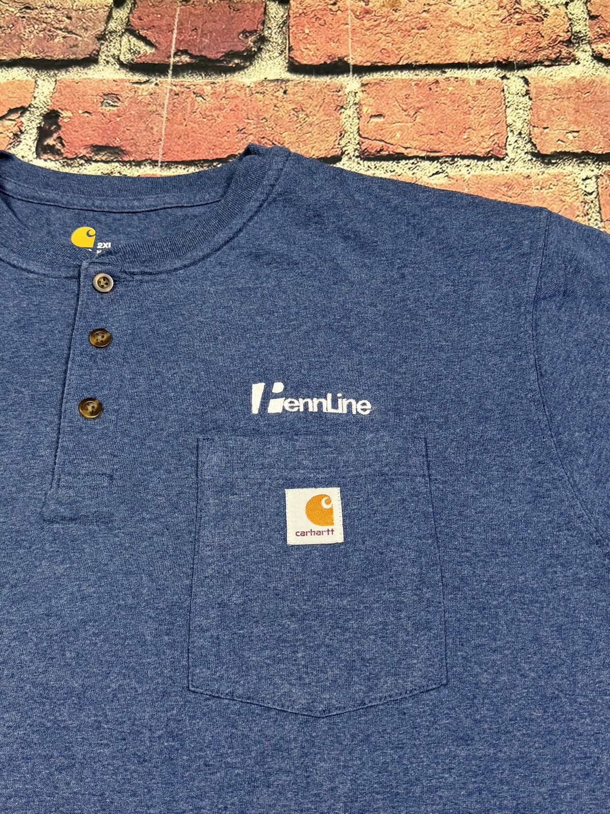 Carhartt Carhartt Henley T Shirt Blue Pocket Tee K84 Penn Line Size US XXL / EU 58 / 5 - 4 Thumbnail