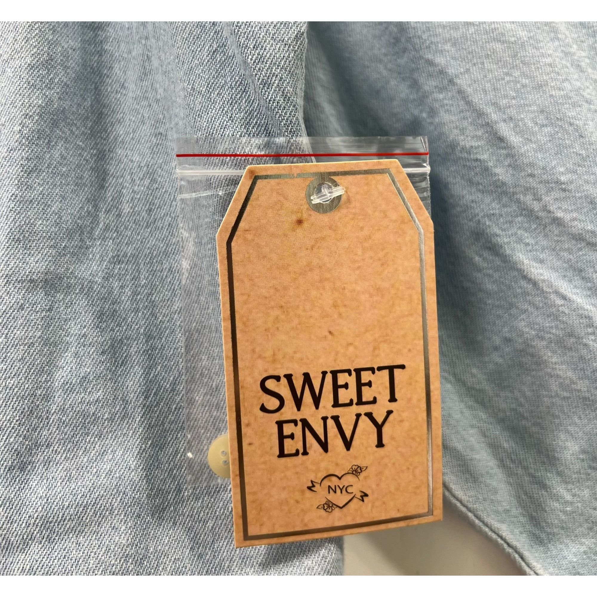 Other Sweet Envy - Women's Chambray Long Sleeve Button Down Shirt Size L / US 10 / IT 46 - 10 Thumbnail