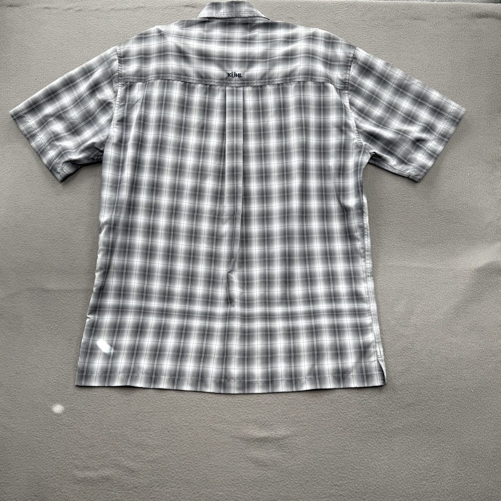 Vintage KÜHL Shirt Mens XL Gray Plaid Short Sleeve Button-Up IONIK Outdoor Size US XL / EU 56 / 4 - 2 Thumbnail