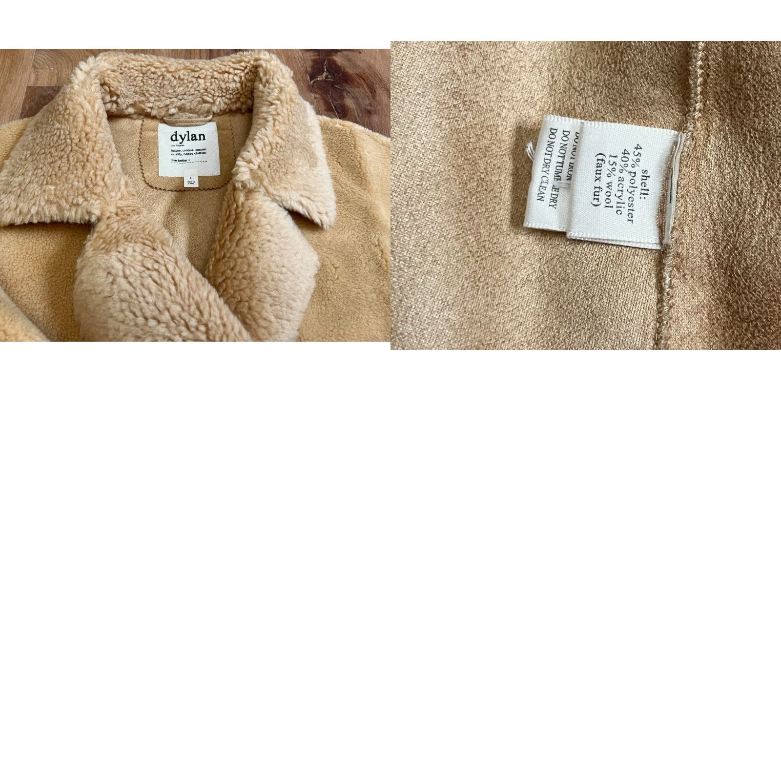 Vintage Dylan Coat Jacket Overcoat Women L Beige Polyester Faux Wool 26” 24” 20.5” Fall Winter Spring Vintage? No Size L / US 10 / IT 46 - 8 Thumbnail