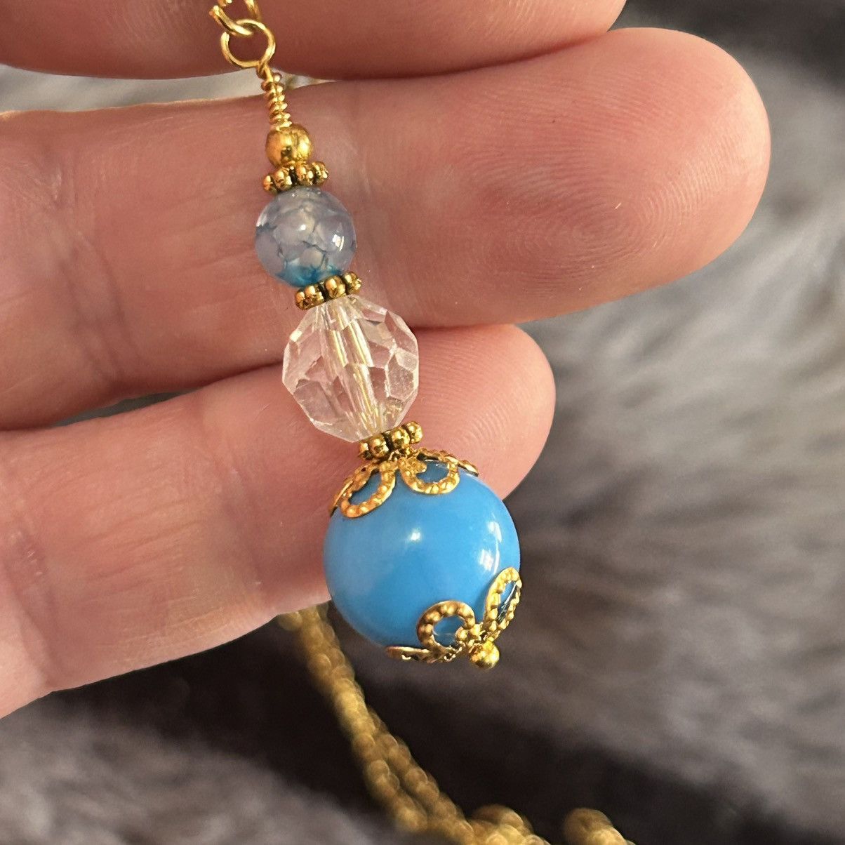 Handmade Handcrafted vintage beaded dragon vein agate necklace Size ONE SIZE - 5 Thumbnail