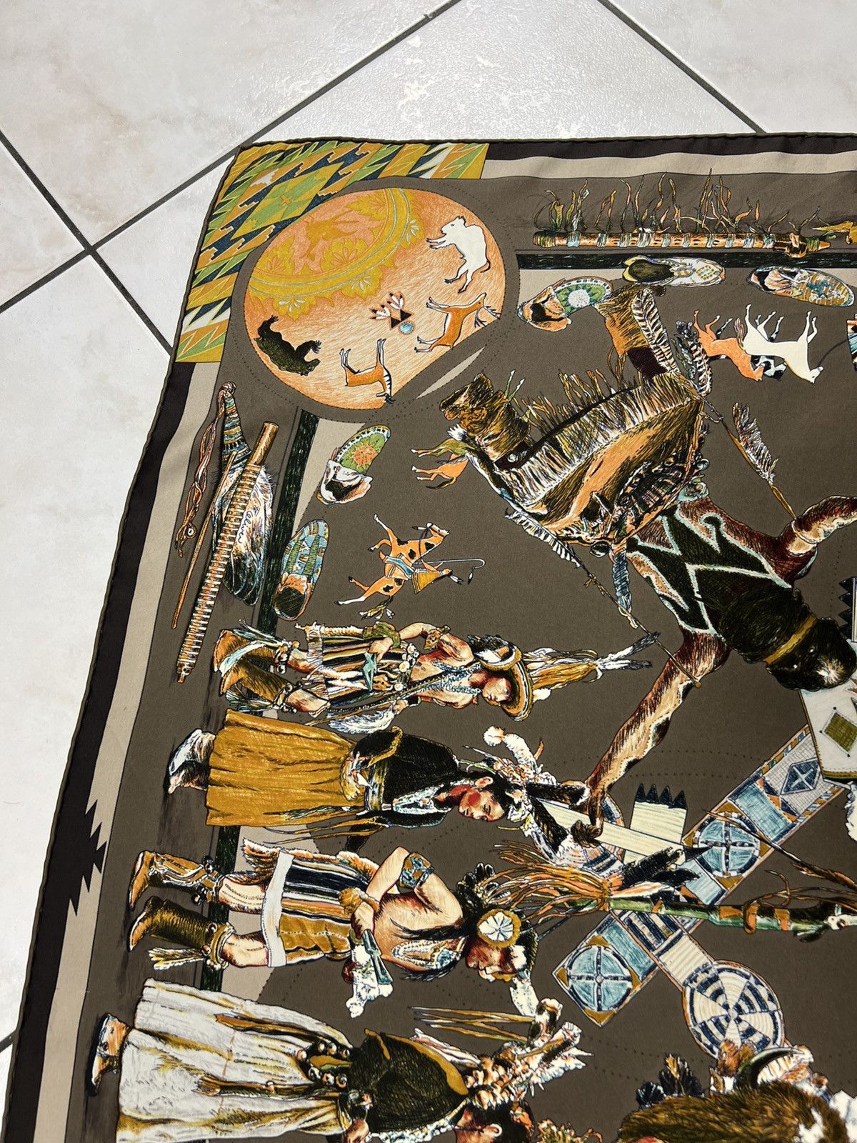Hermes Vintage 90s Hermes Les Dances Des Indiens silk scarf native Size ONE SIZE - 6 Thumbnail