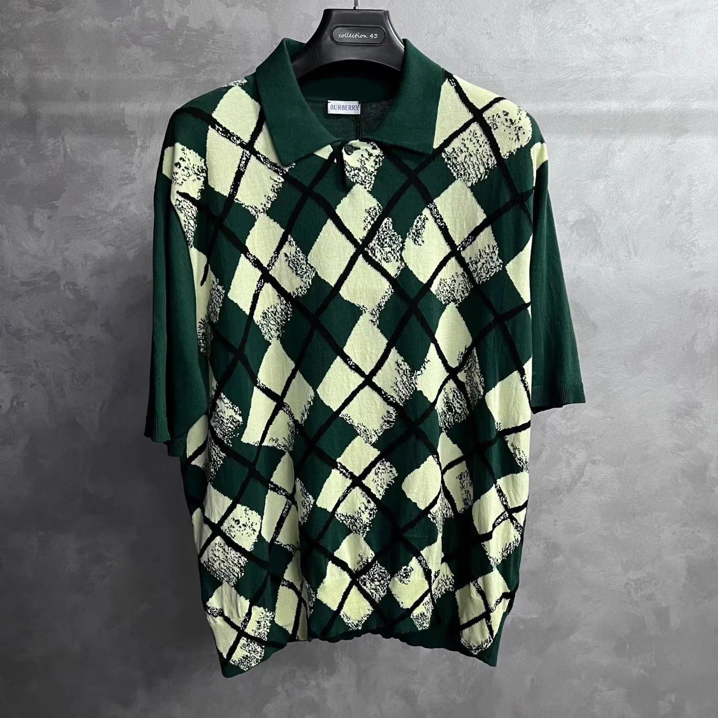 Burberry Burberry Green Colorblock Diamond Knit Polo Shirt Size US XL / EU 56 / 4 - 1 Thumbnail