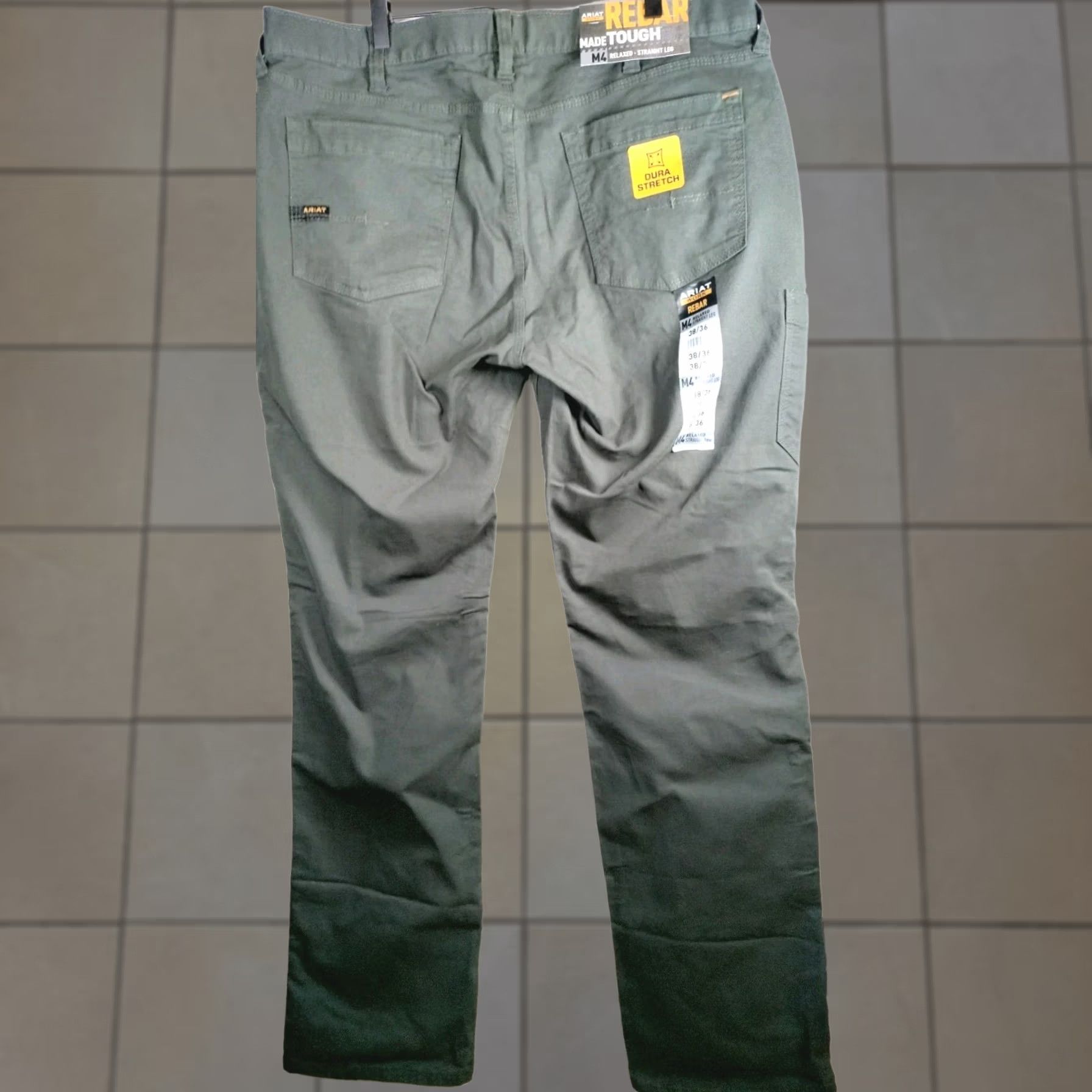 Ariat Pants Mens 38x36 Green Rebar M4 Relaxed Straight Leg Work Durastretch, Men's