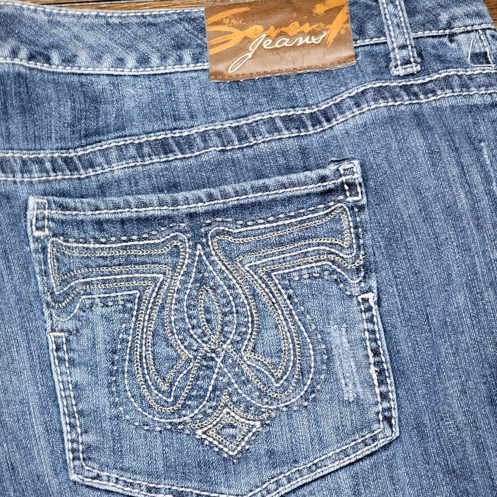 Seven 7 Seven7 Straight Denim Jeans w/ Front Bling - Size 24 Size 42" / US 20 - 7 Thumbnail
