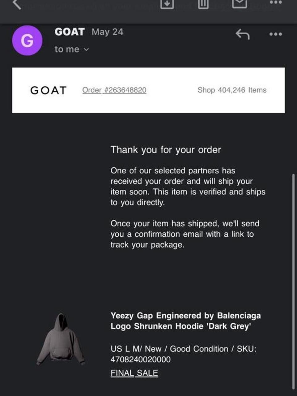 Balenciaga × Gap × Yeezy Yeezy Gap Engineered by Balenciaga Shrunken Hoodie Dark Grey Size US L / EU 52-54 / 3 - 5 Thumbnail
