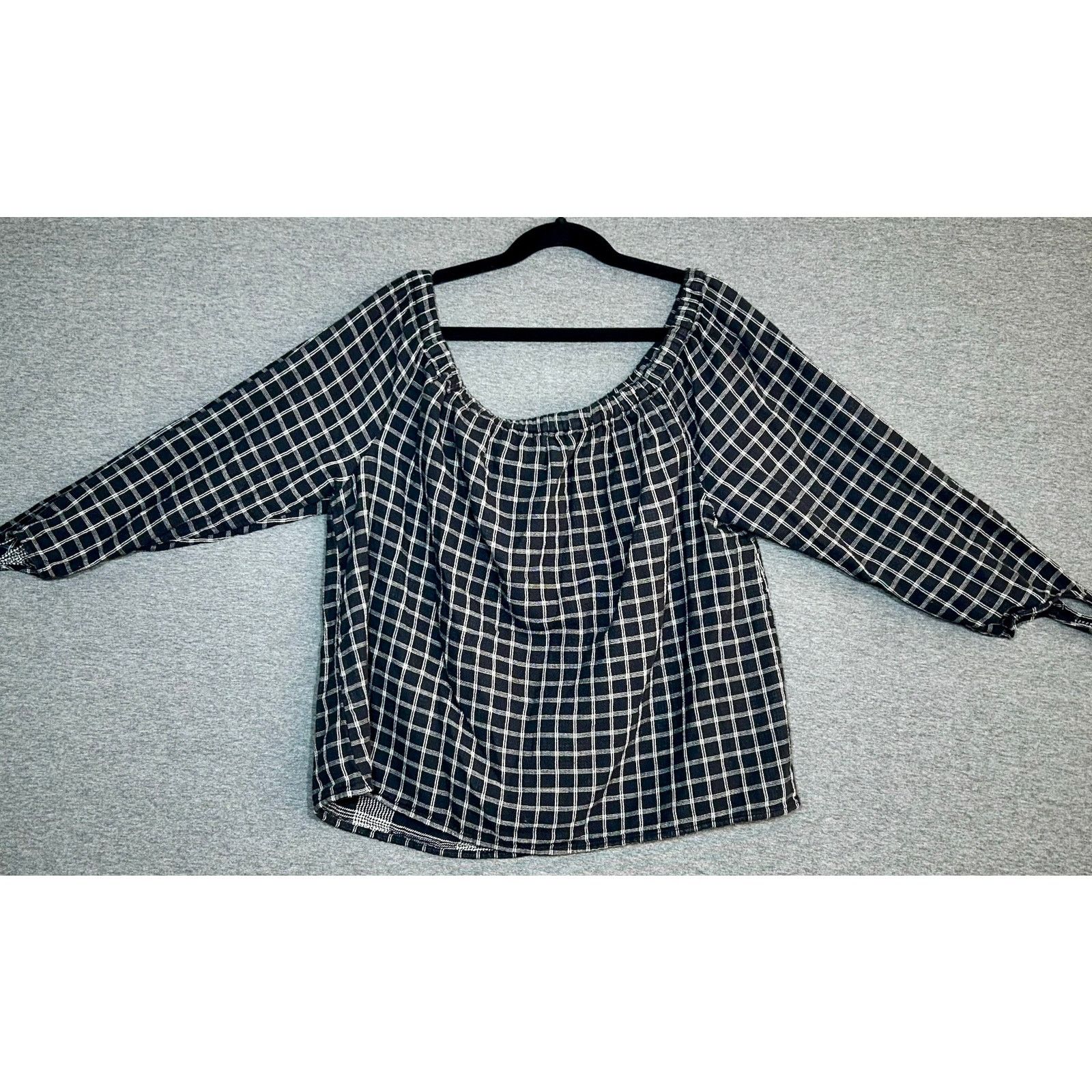 Madewell Madewell | Plaid Off Shoulder Scoop Neck Top | Small Size S / US 4 / IT 40 - 1 Thumbnail