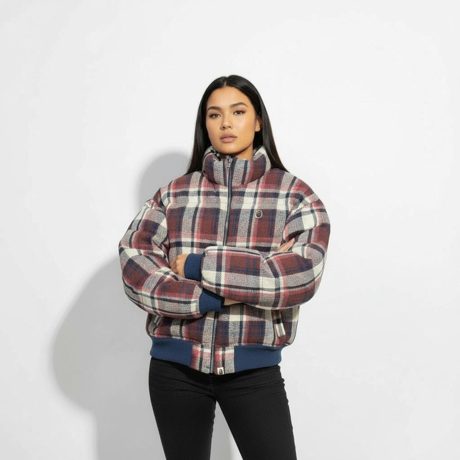 Bape Bape Red & Beige Plaid Down Bomber Jacket M New Size US M / EU 48-50 / 2 - 1 Thumbnail